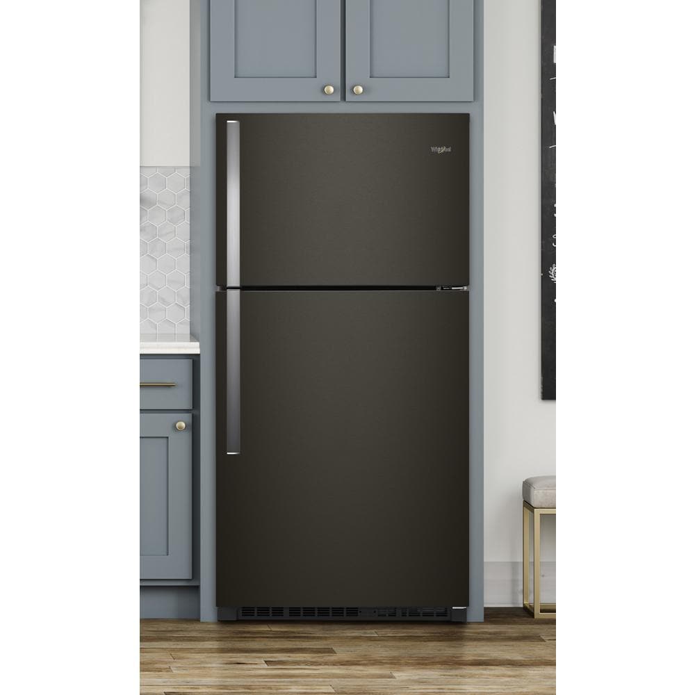 Refrigerador de 21.3 pies cúbicos con congelador superior resistente a huellas dactilares en acero inoxidable negro certificado por ENERGY STAR - Whirlpool WRT541SZHV