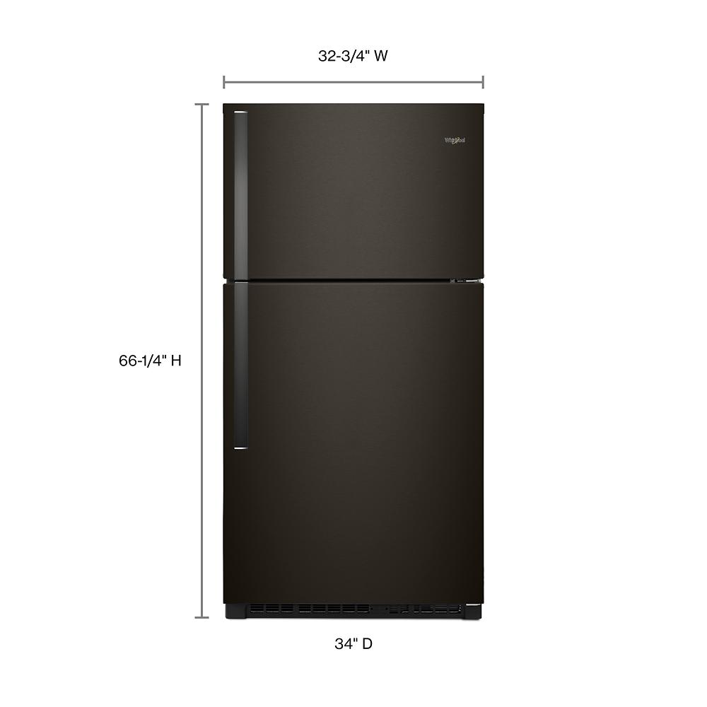 Refrigerador de 21.3 pies cúbicos con congelador superior resistente a huellas dactilares en acero inoxidable negro certificado por ENERGY STAR - Whirlpool WRT541SZHV
