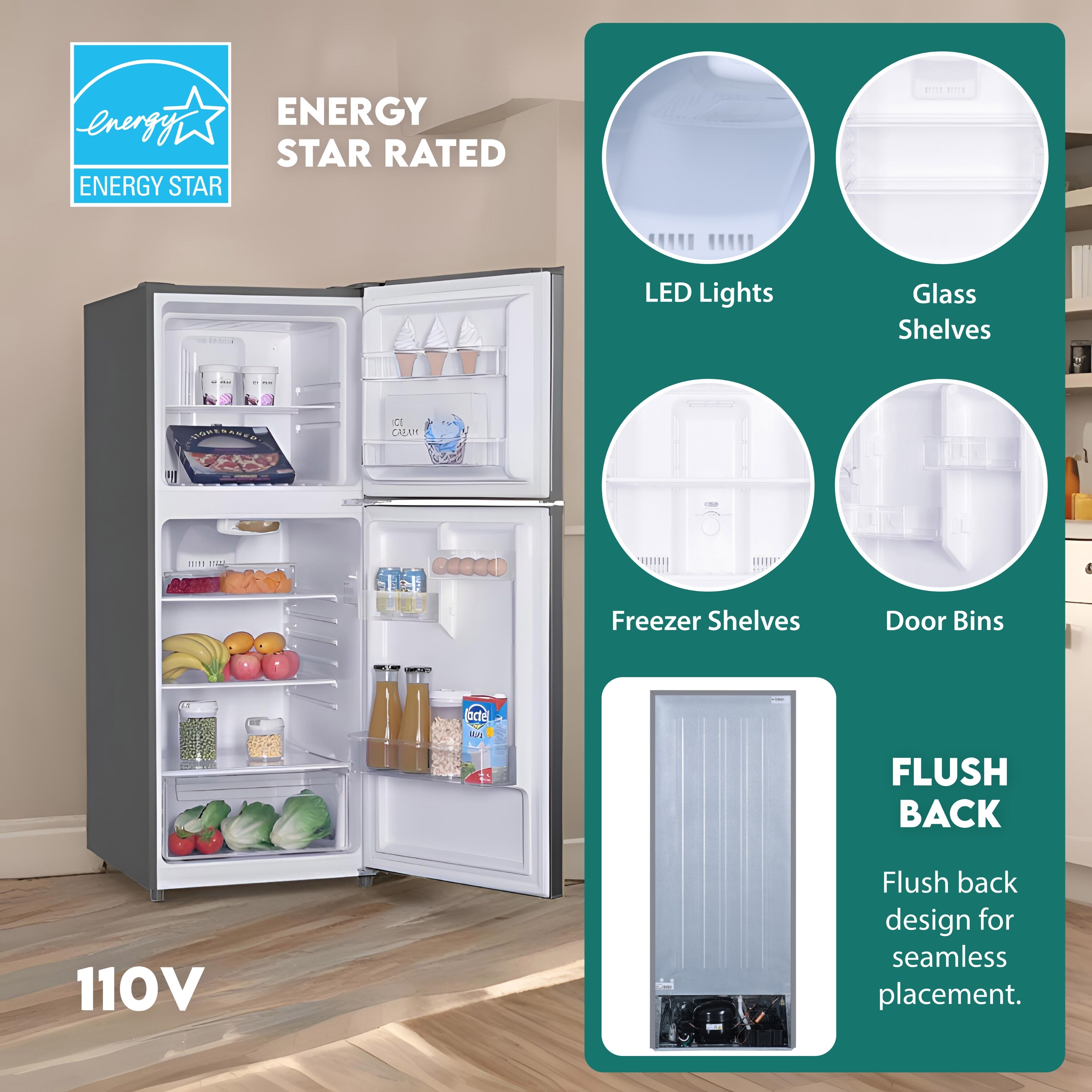 Refrigerador superior con congelador de mostrador de 10.1 pies cúbicos (Acero inoxidable) Certificado ENERGY STAR MDRF1010ESE