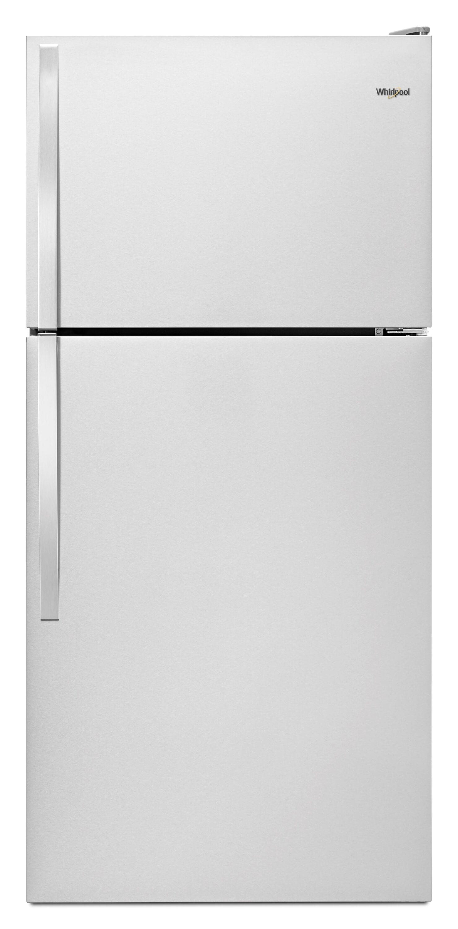 Refrigerador Whirlpool de 18.2 pies cúbicos con congelador superior y fabricador de hielo (acero inoxidable) WRT318FMDM