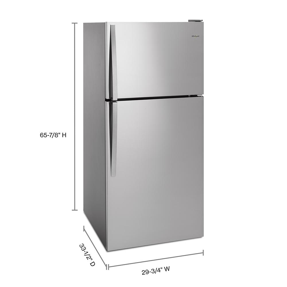 Refrigerador Whirlpool de 18.2 pies cúbicos con congelador superior y fabricador de hielo (acero inoxidable) WRT318FMDM