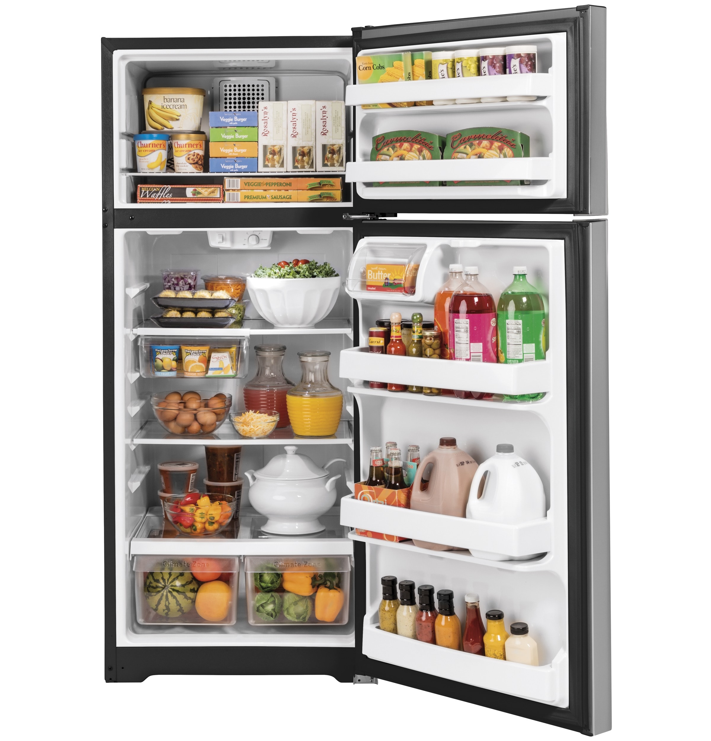 Refrigerador de Puerta Superior de 17.5 pies cúbicos de Acero Inoxidable (GE GTS18GSNRSS)