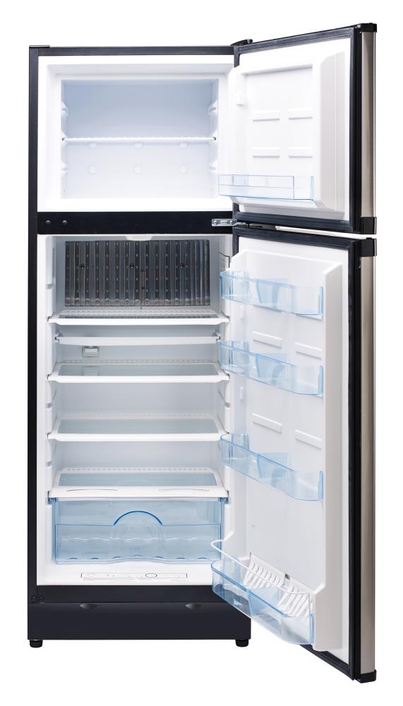 Refrigerador ÚNICO Out-Grid de 9.7 pies cúbicos con congelador superior de profundidad de mostrador (acero inoxidable/negro) UGP-10C SM SS