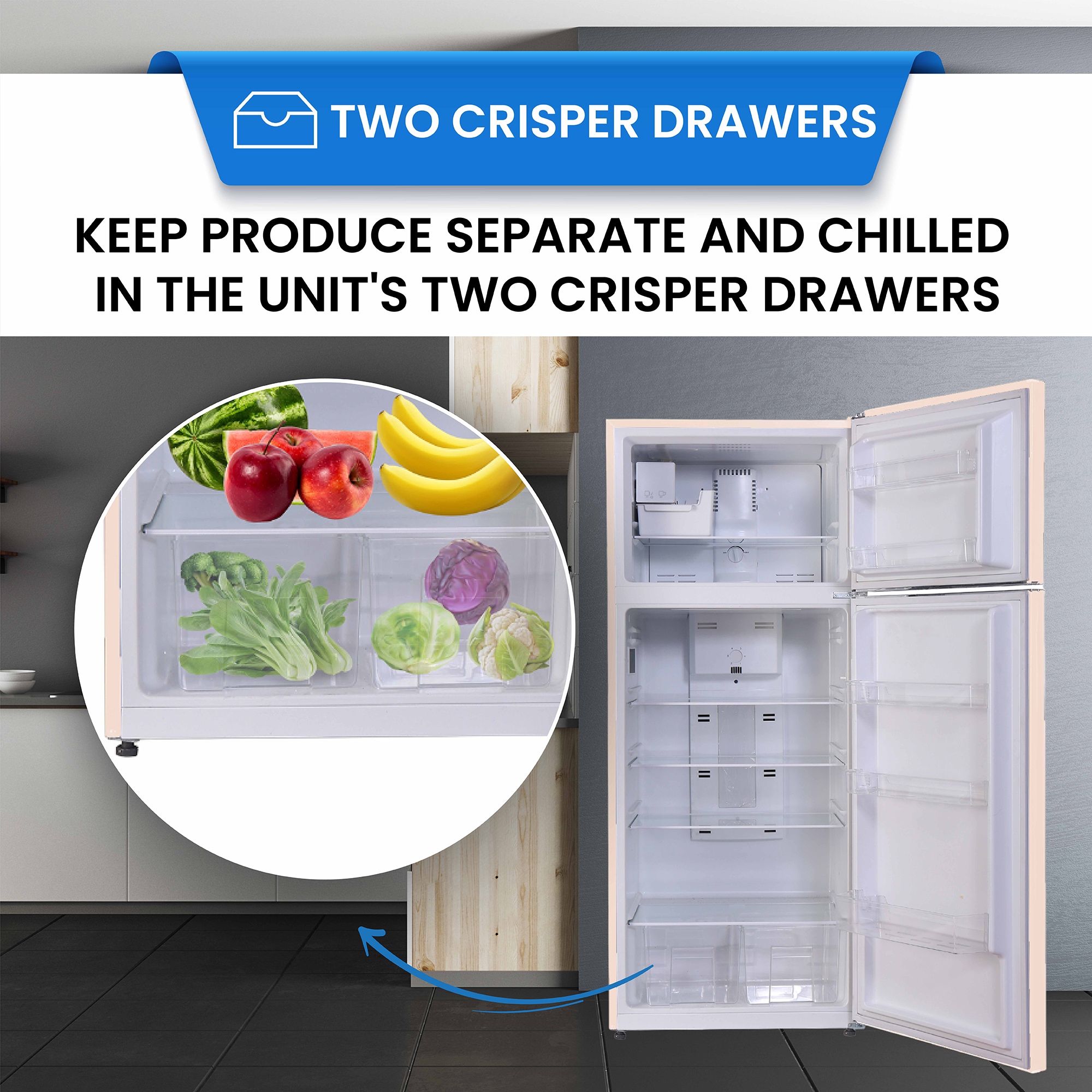 Refrigerador congelador de profundidad de mostrador de 18 pies cúbicos con fabricador de hielo (Crema)