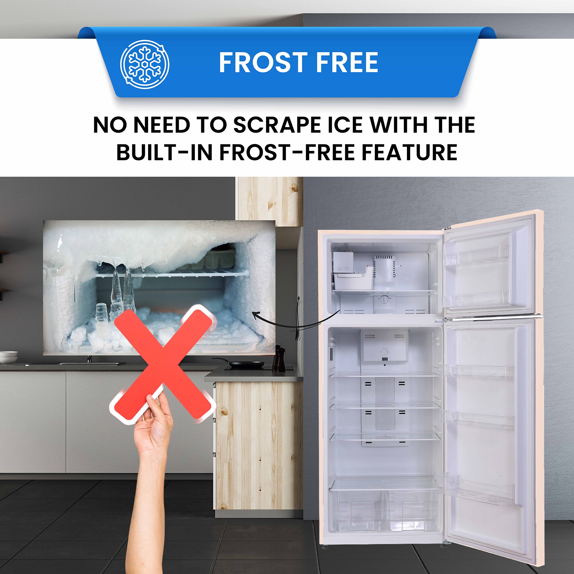 Refrigerador congelador de profundidad de mostrador de 18 pies cúbicos con fabricador de hielo (Crema)
