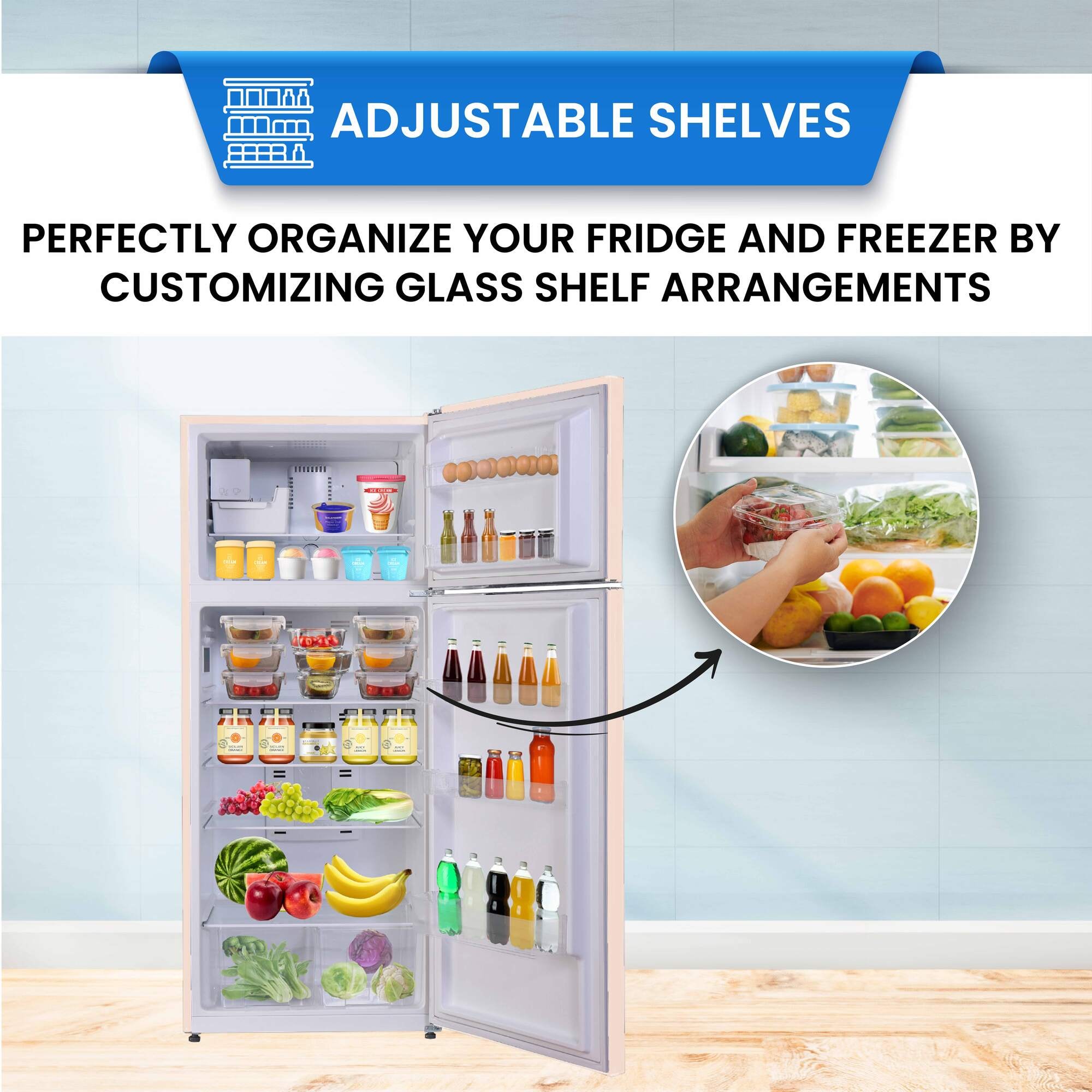 Refrigerador congelador de profundidad de mostrador de 18 pies cúbicos con fabricador de hielo (Crema)