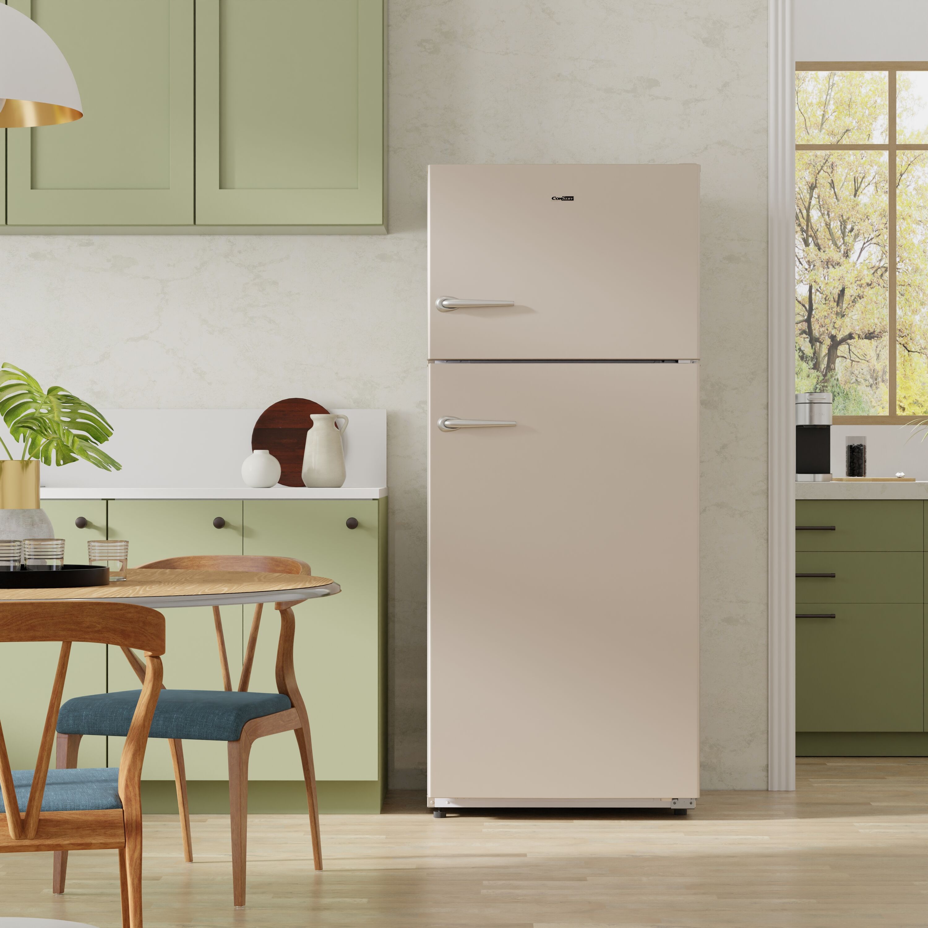 Refrigerador congelador de profundidad de mostrador de 18 pies cúbicos con fabricador de hielo (Crema)