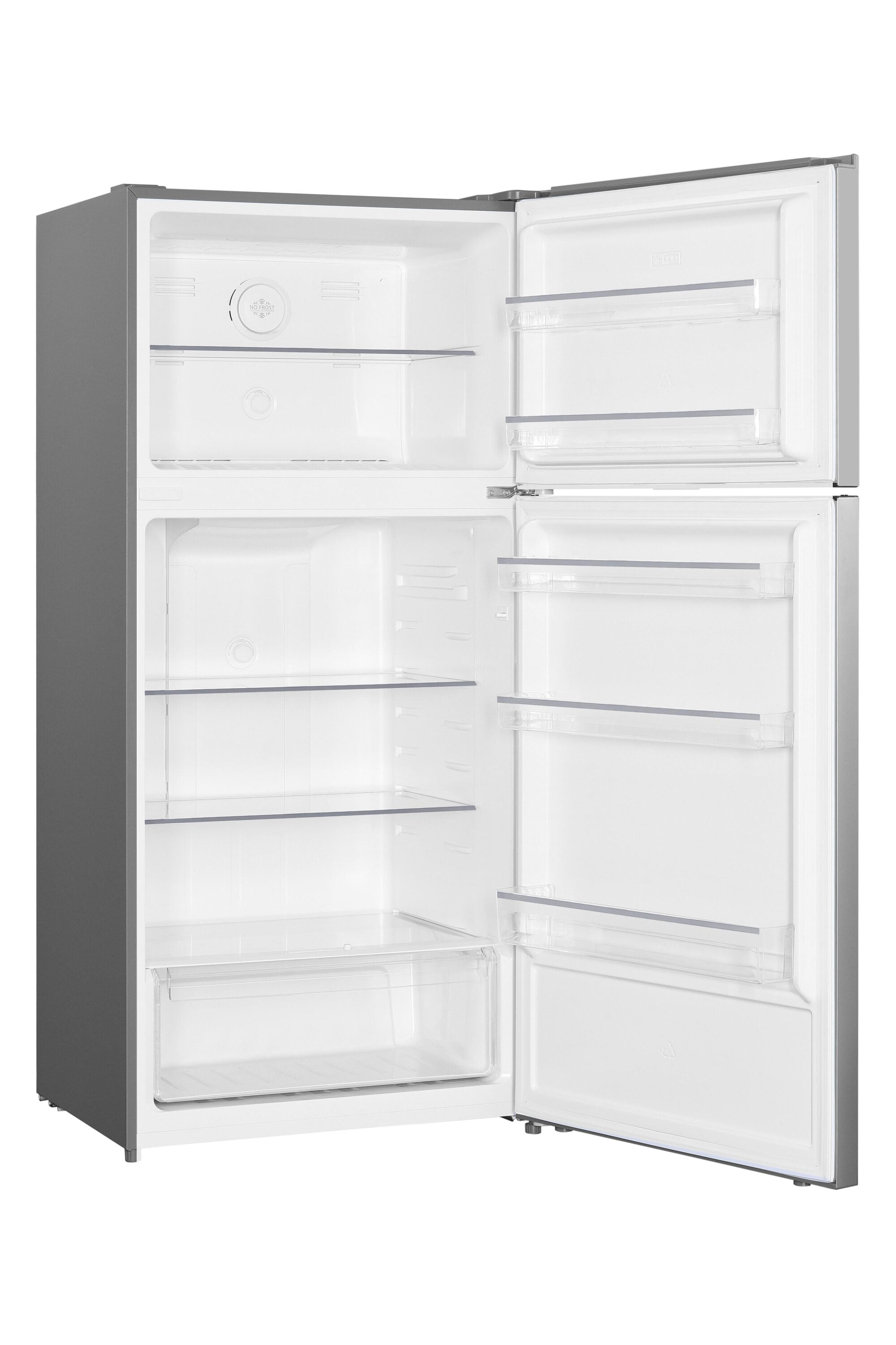 Refrigerador empotrado de acero inoxidable de 17 pies cúbicos con congelador superior y profundidad de mostrador Impecca