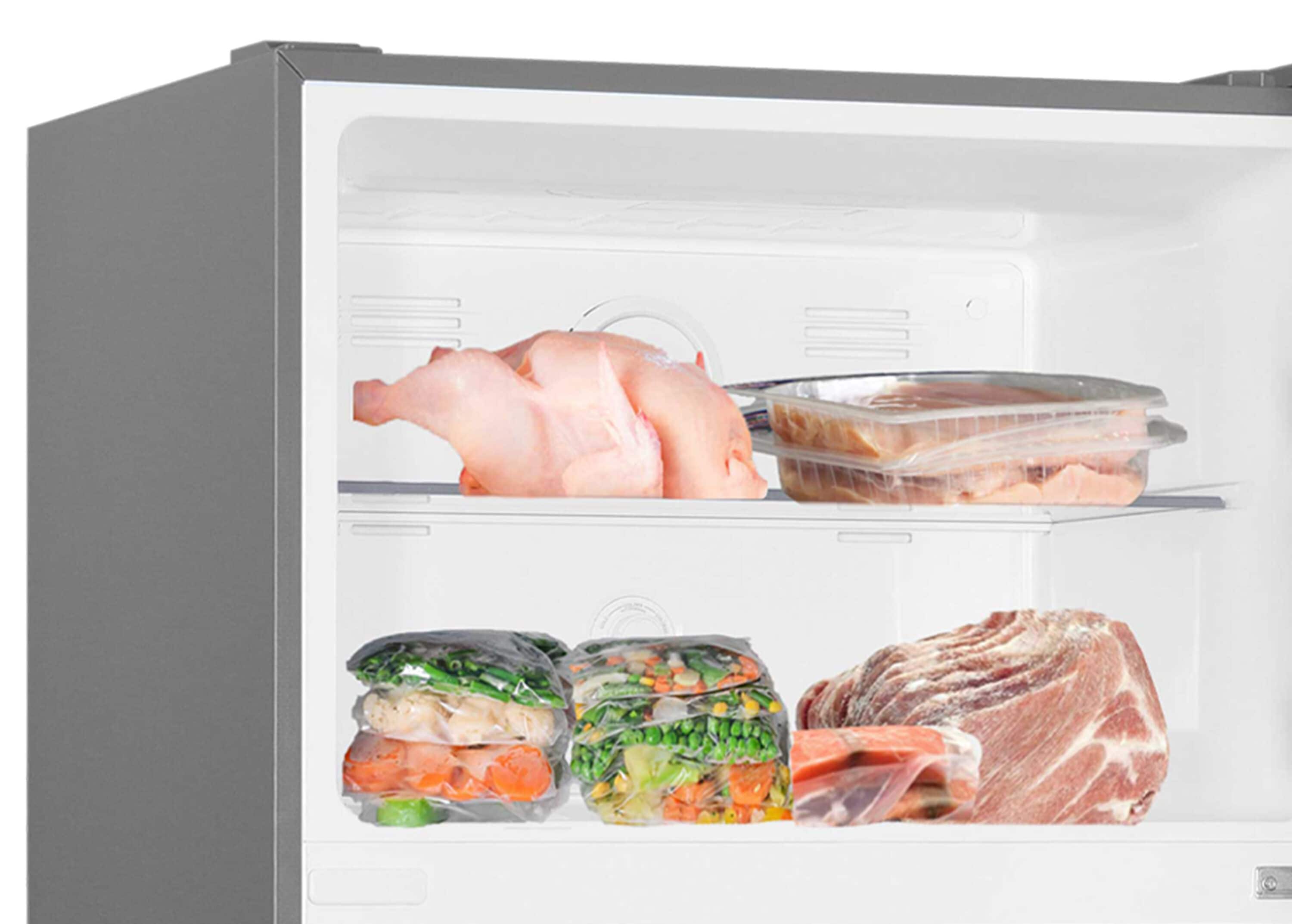Refrigerador empotrado de acero inoxidable de 17 pies cúbicos con congelador superior y profundidad de mostrador Impecca