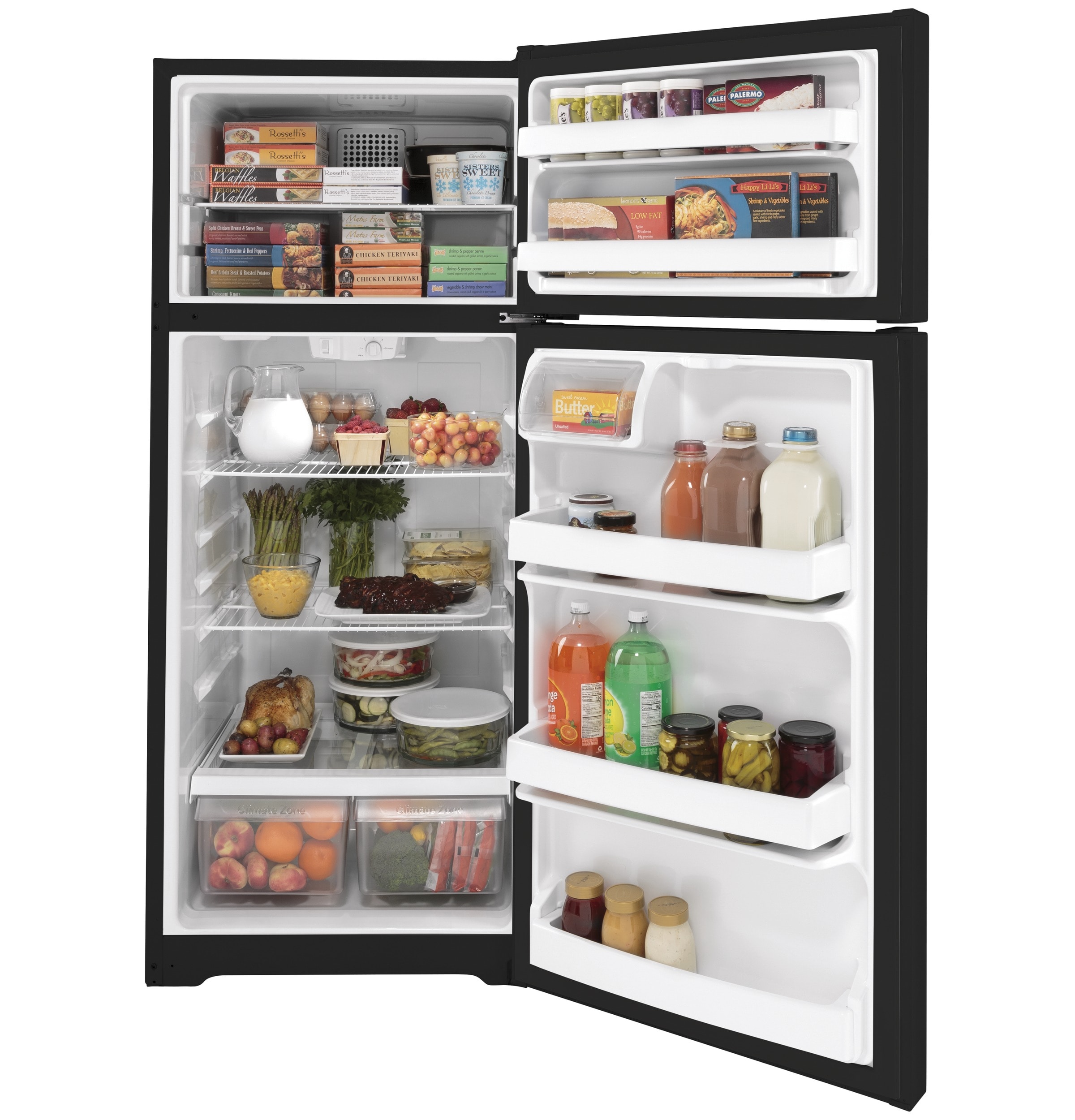 Refrigerador con congelador superior de 17.5 pies cúbicos (Negro)