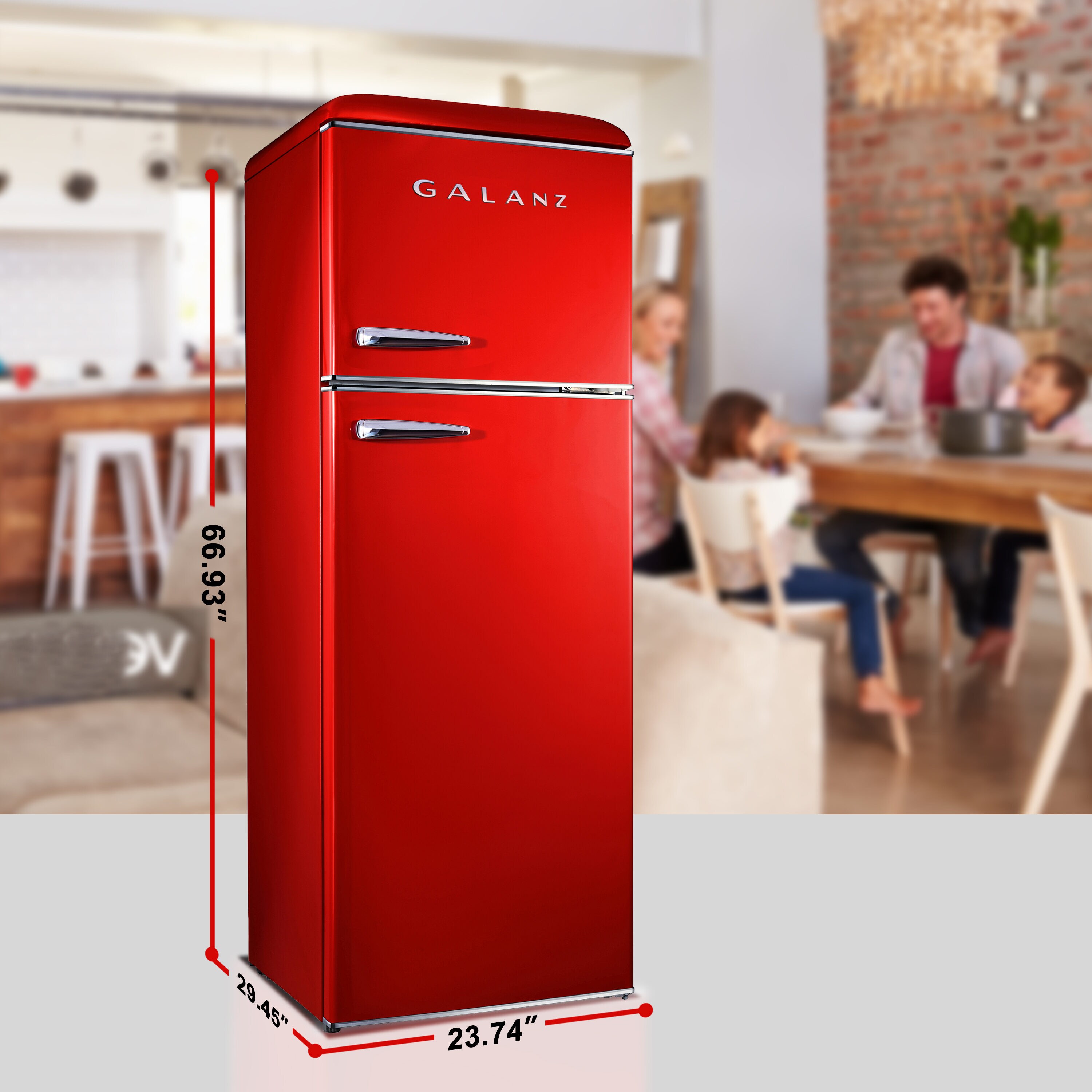 Refrigerador de profundidad de mostrador con congelador superior de 12.0 pies cúbicos en rojo Hot Rod, certificado ENERGY STAR GLR12TRDEFR