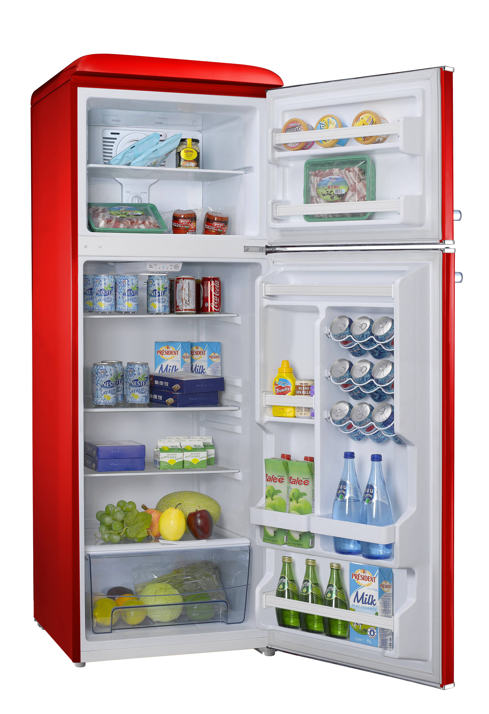 Refrigerador de profundidad de mostrador con congelador superior de 12.0 pies cúbicos en rojo Hot Rod, certificado ENERGY STAR GLR12TRDEFR