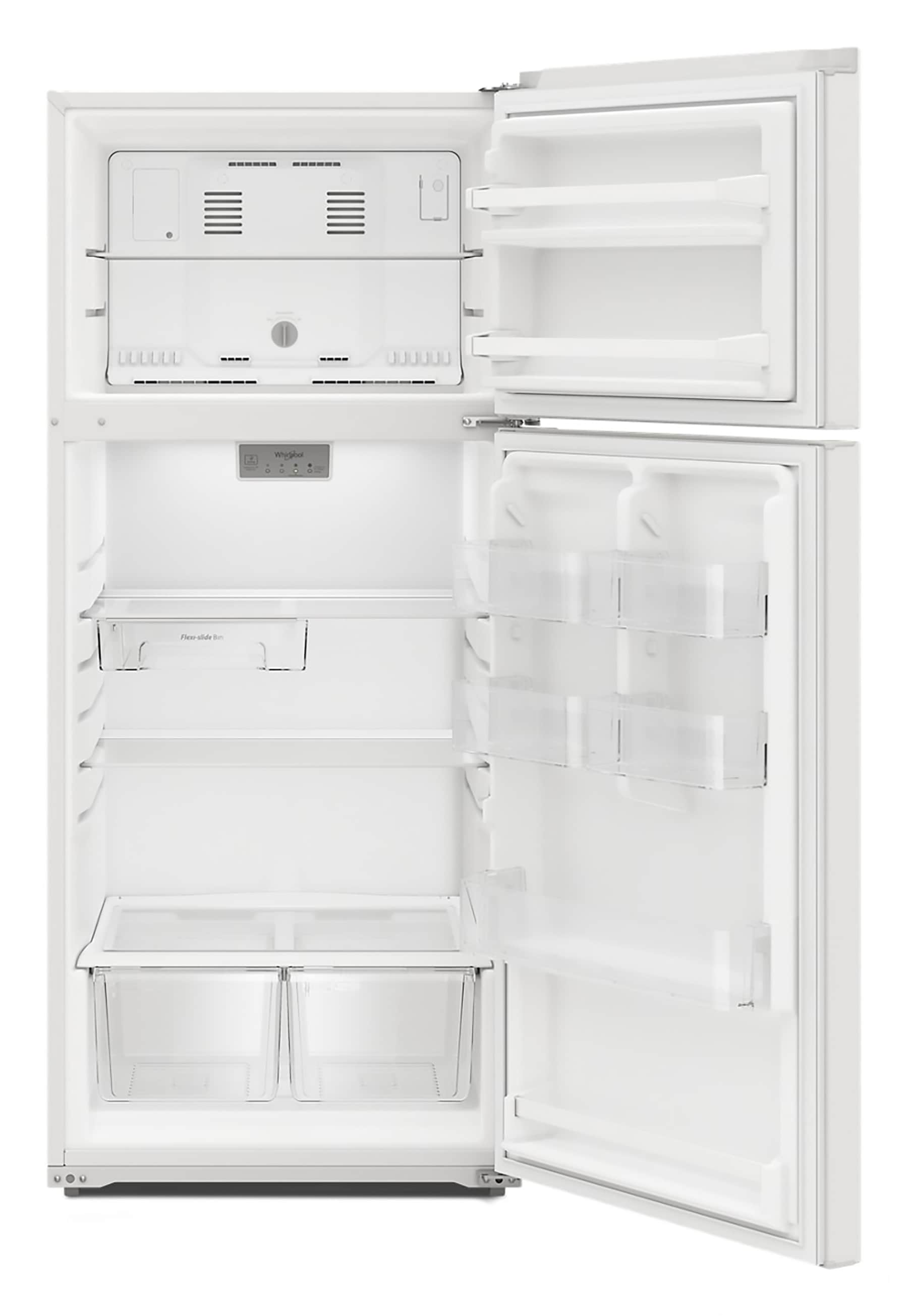 Refrigerador Whirlpool de 16.3 pies cúbicos con congelador superior (blanco) WRTX5028PW