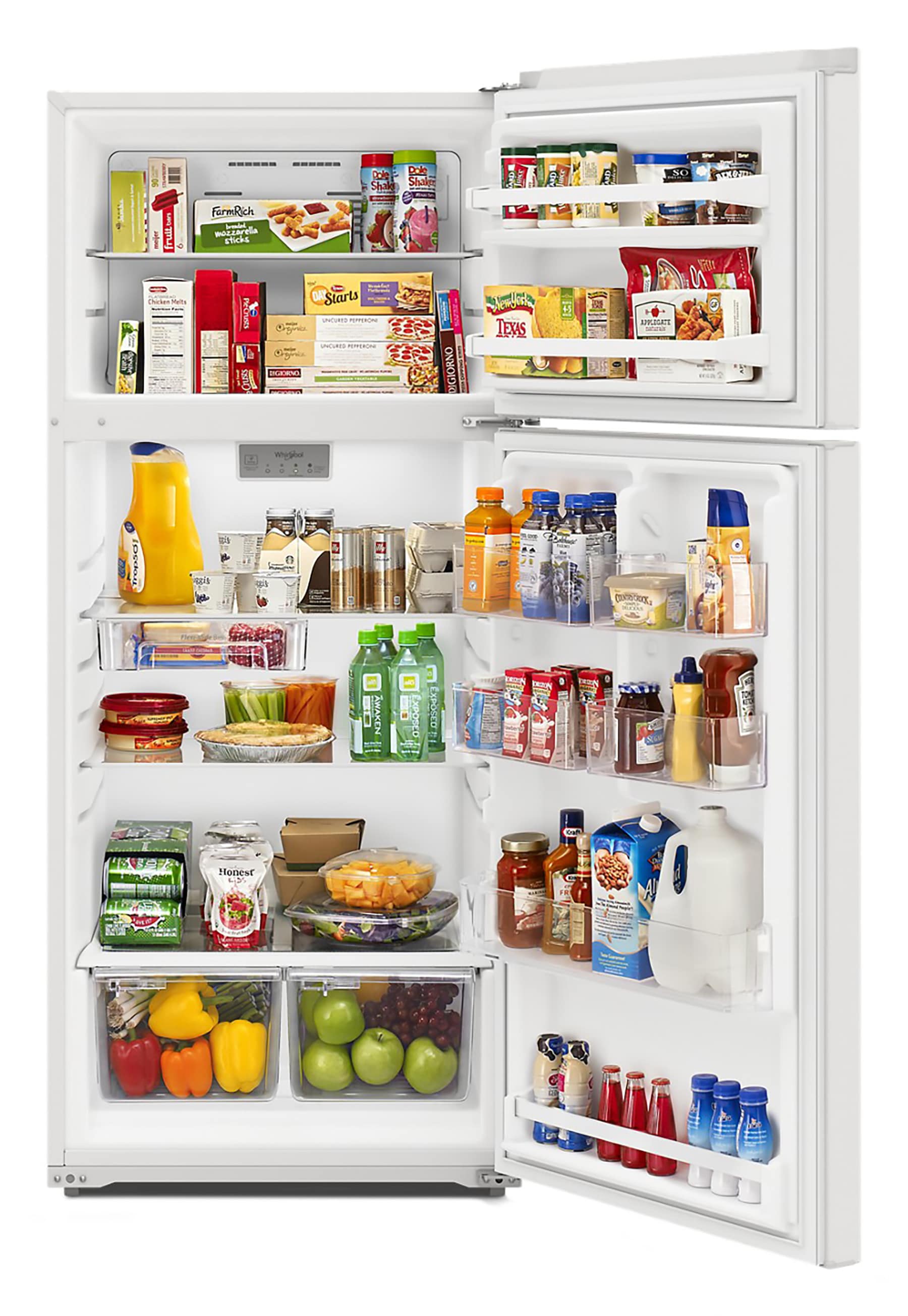 Refrigerador Whirlpool de 16.3 pies cúbicos con congelador superior (blanco) WRTX5028PW