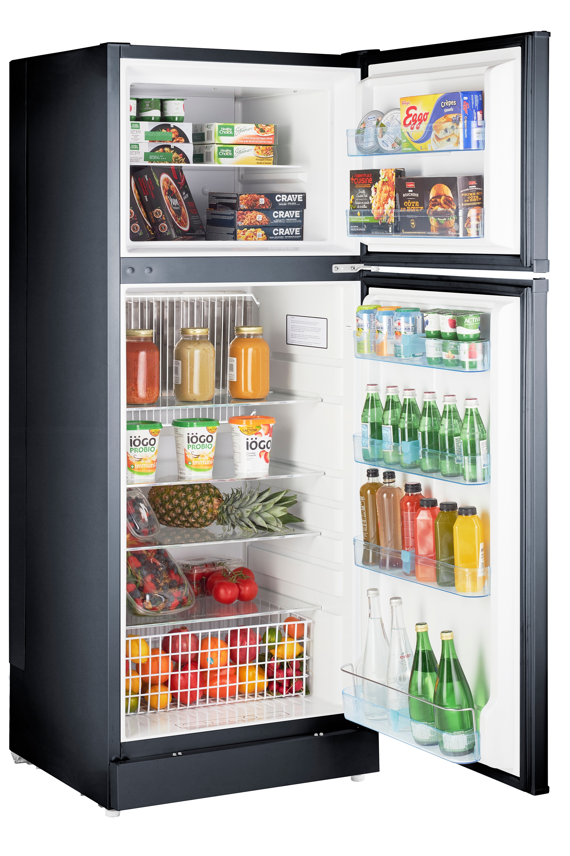 Refrigerador top con congelador único de 14 pies cúbicos sin conexión a la red eléctrica (Negro)