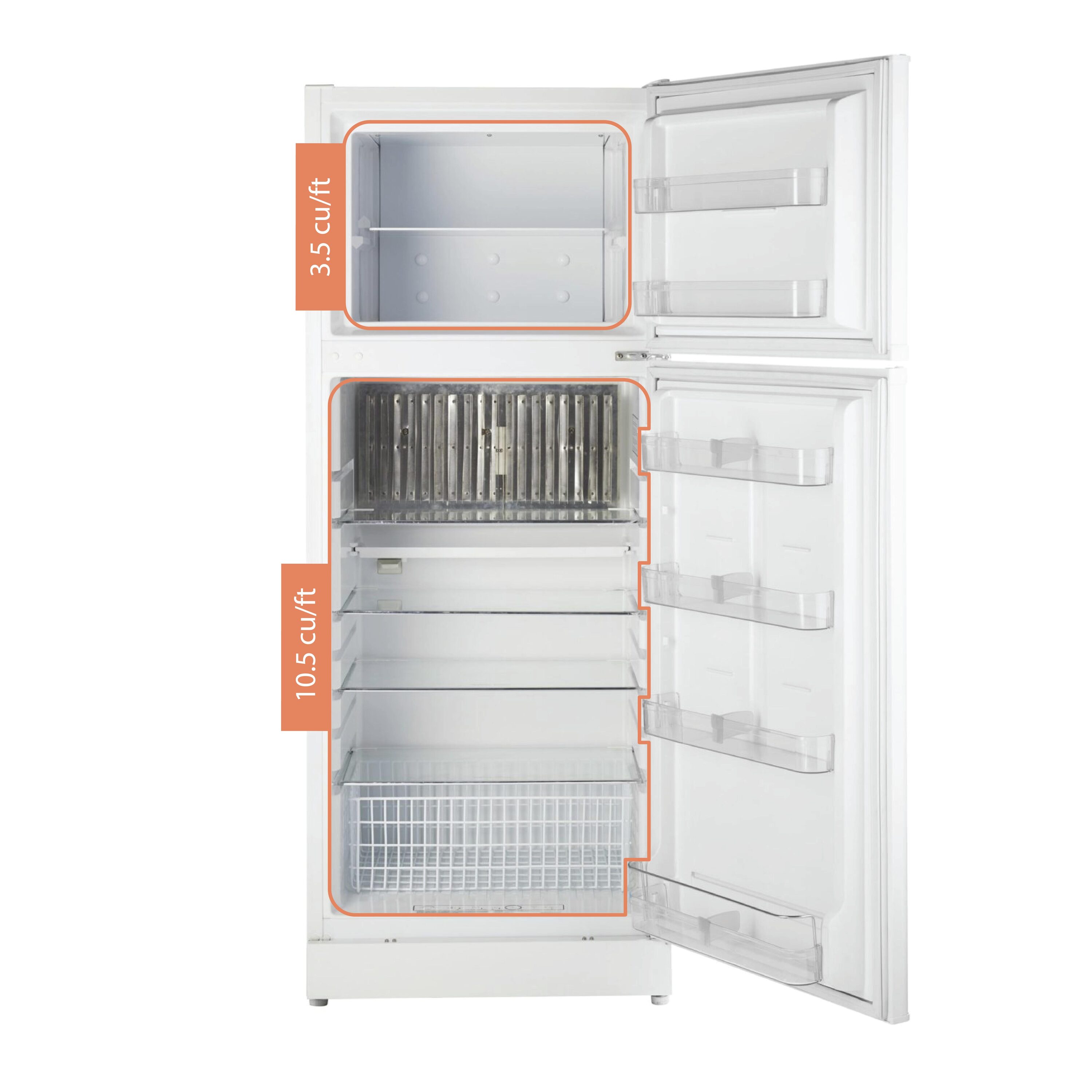 Refrigerador único de 14 pies cúbicos sin conexión a la red (blanco)