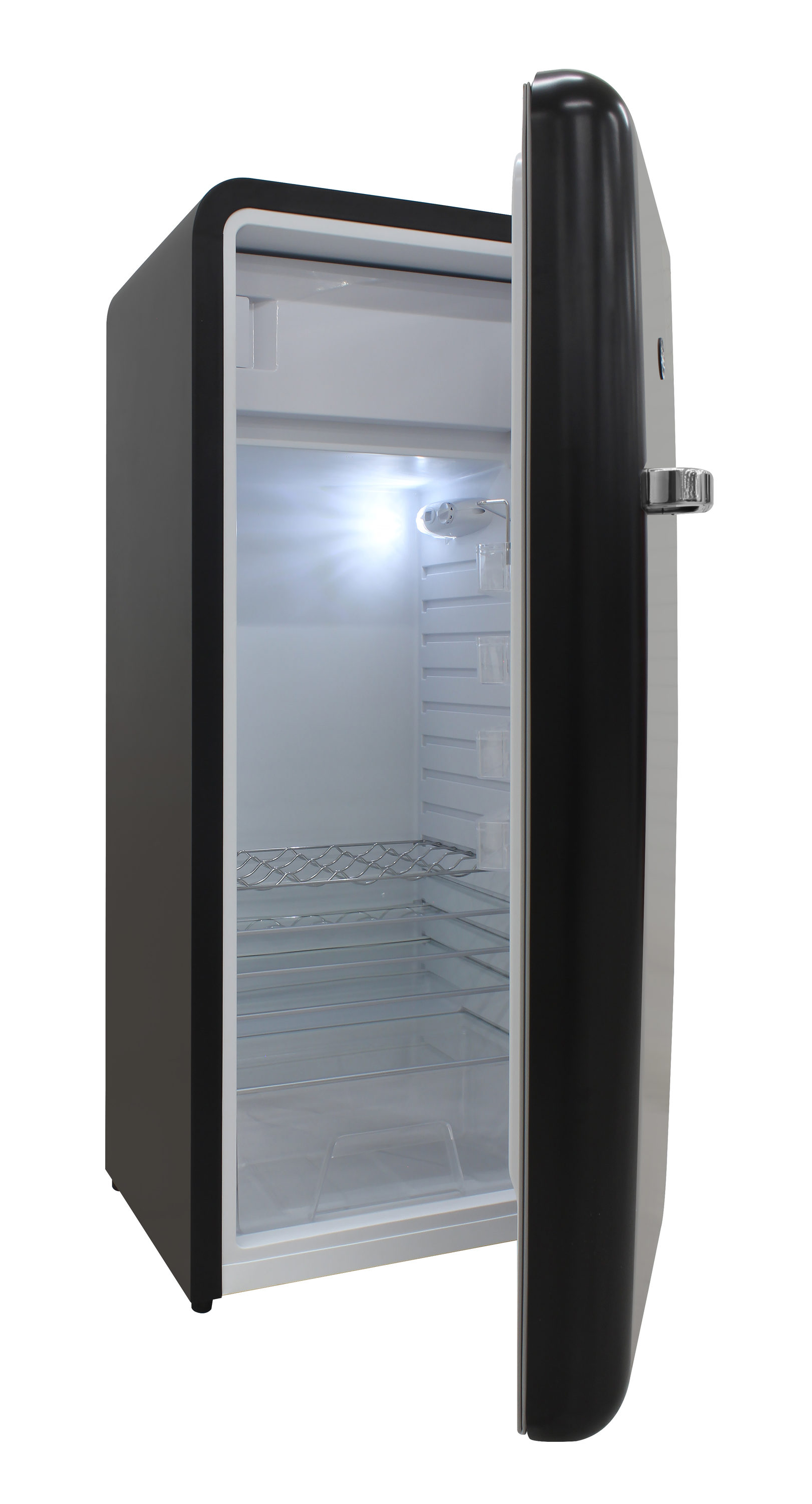 Refrigerador Brama de 9.9 pies cúbicos de Profundidad de mostrador con congelador superior (Negro) BR-RETRO-01-BLK