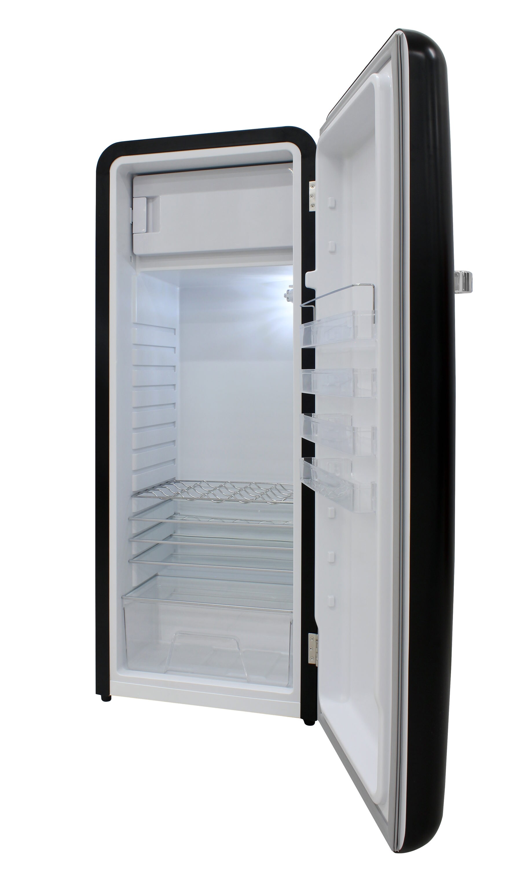 Refrigerador Brama de 9.9 pies cúbicos de Profundidad de mostrador con congelador superior (Negro) BR-RETRO-01-BLK