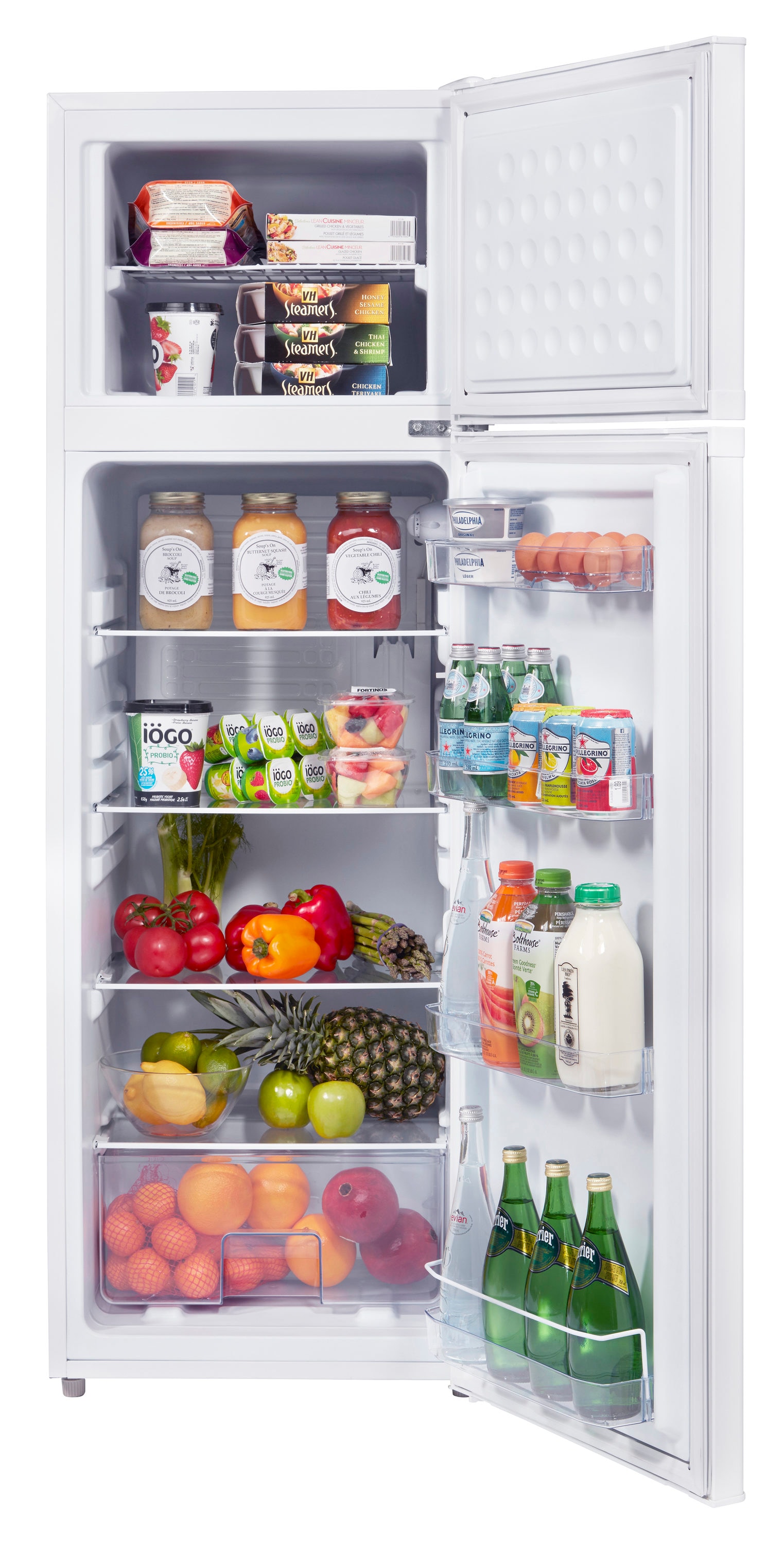 Refrigerador único de 260 litros sin conexión a la red, de 9 pies cúbicos, con congelador superior y profundidad de mostrador (blanco)