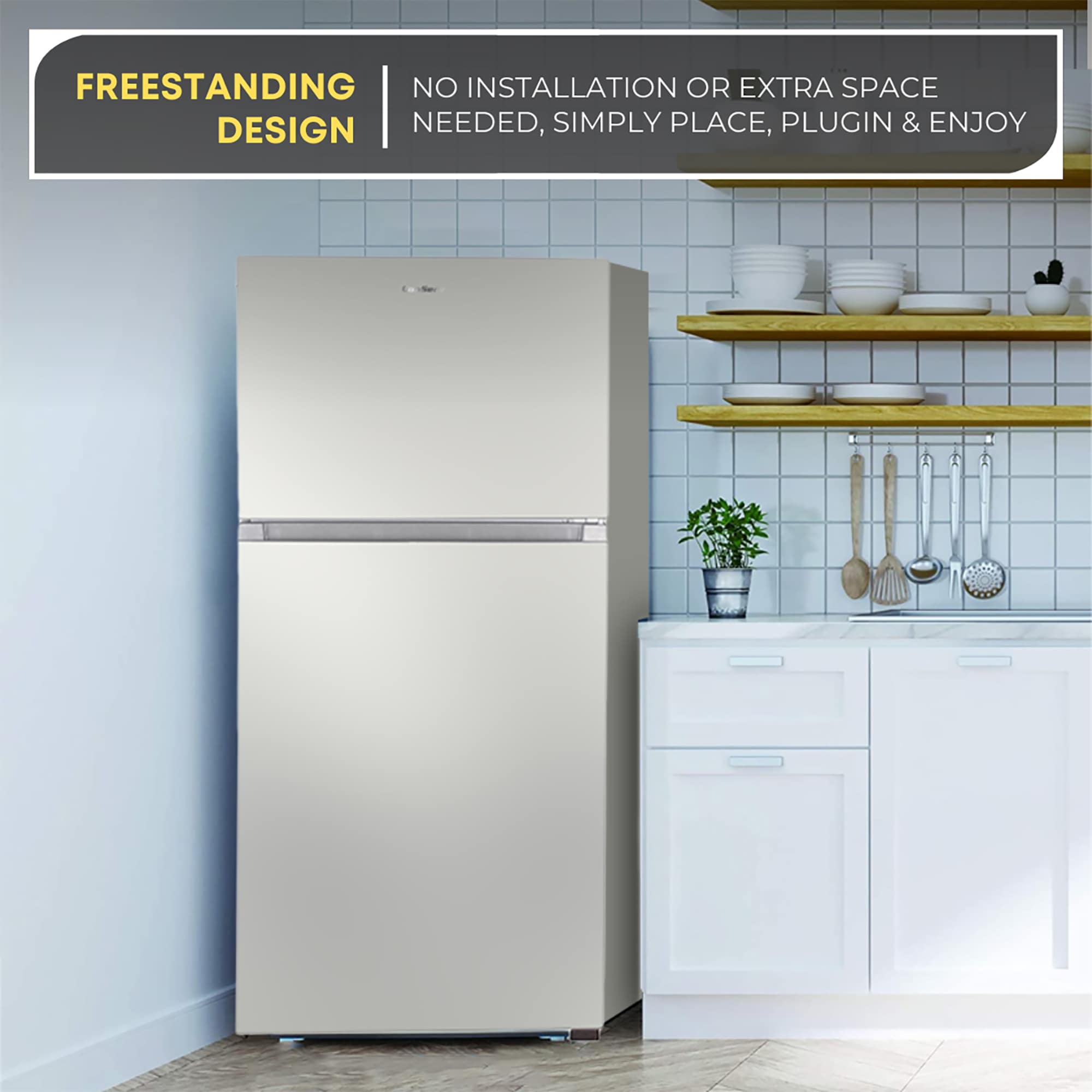 Refrigerador de Puerta Reversible con Fabricador de Hielo Integrado de 18 pies cúbicos con Congelador Superior y Certificado ENERGY STAR