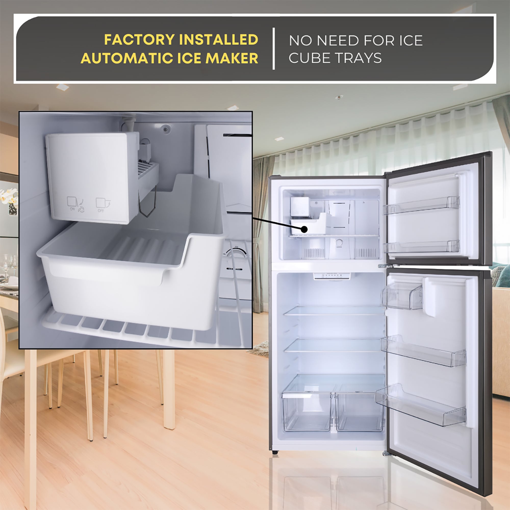 Refrigerador de Puerta Reversible con Fabricador de Hielo Integrado de 18 pies cúbicos con Congelador Superior y Certificado ENERGY STAR