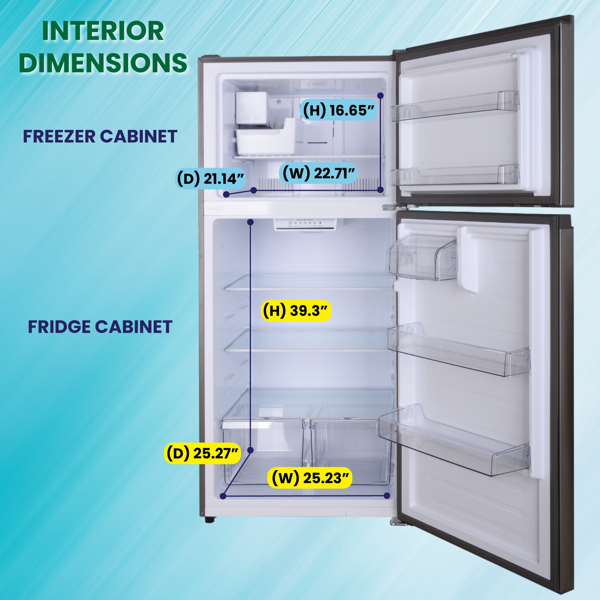 Refrigerador de Puerta Reversible con Fabricador de Hielo Integrado de 18 pies cúbicos con Congelador Superior y Certificado ENERGY STAR