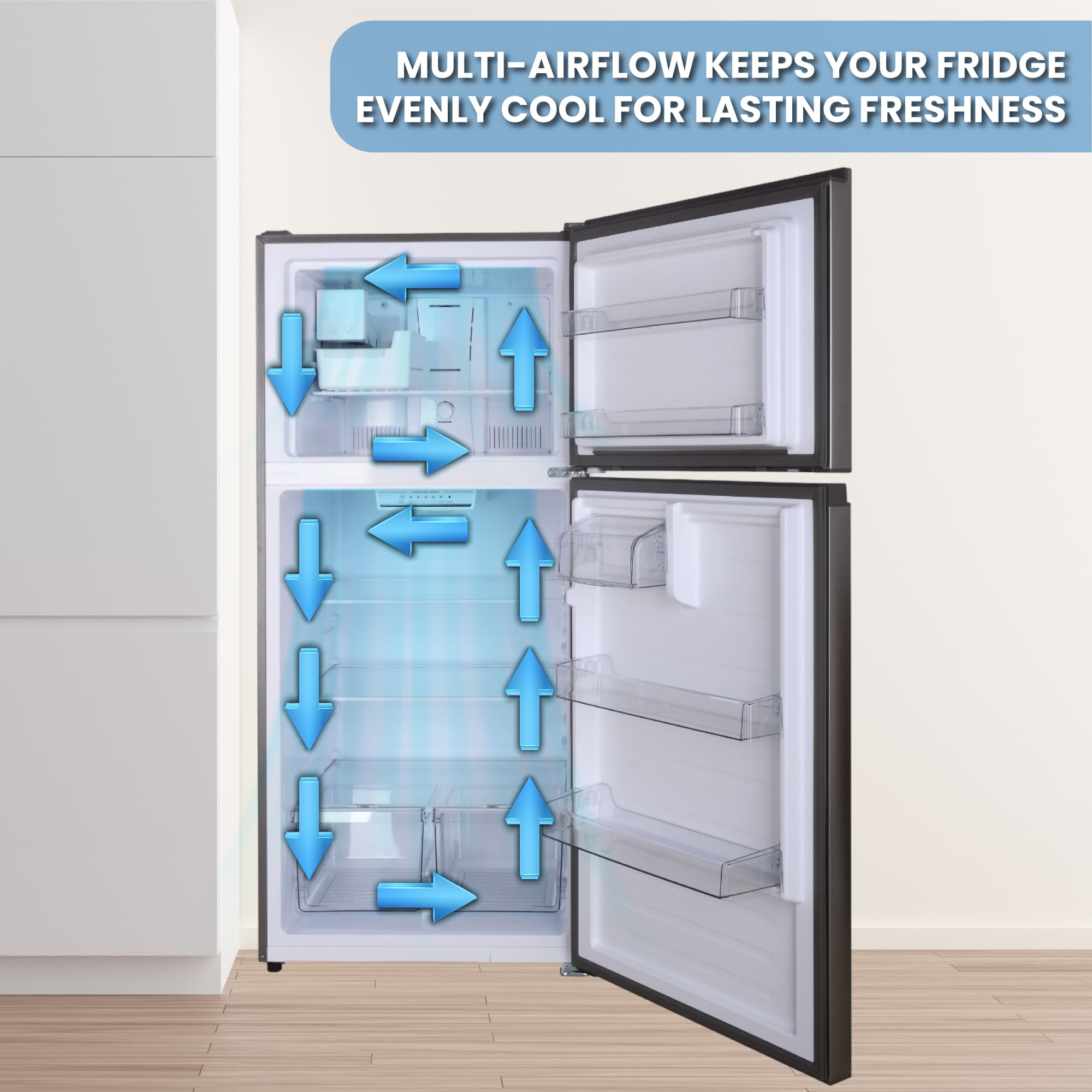 Refrigerador de Puerta Reversible con Fabricador de Hielo Integrado de 18 pies cúbicos con Congelador Superior y Certificado ENERGY STAR
