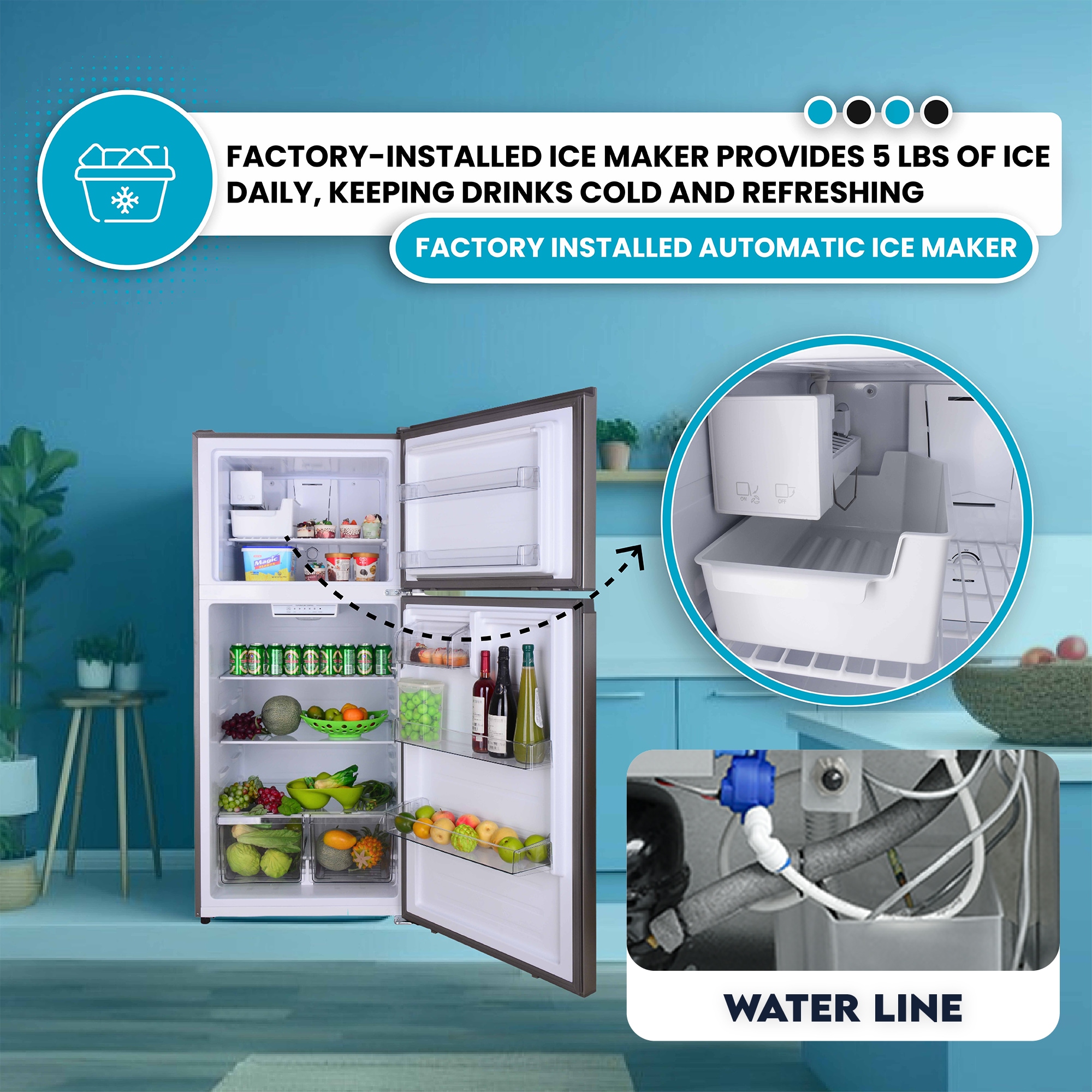Refrigerador de Puerta Reversible con Fabricador de Hielo Integrado de 18 pies cúbicos con Congelador Superior y Certificado ENERGY STAR