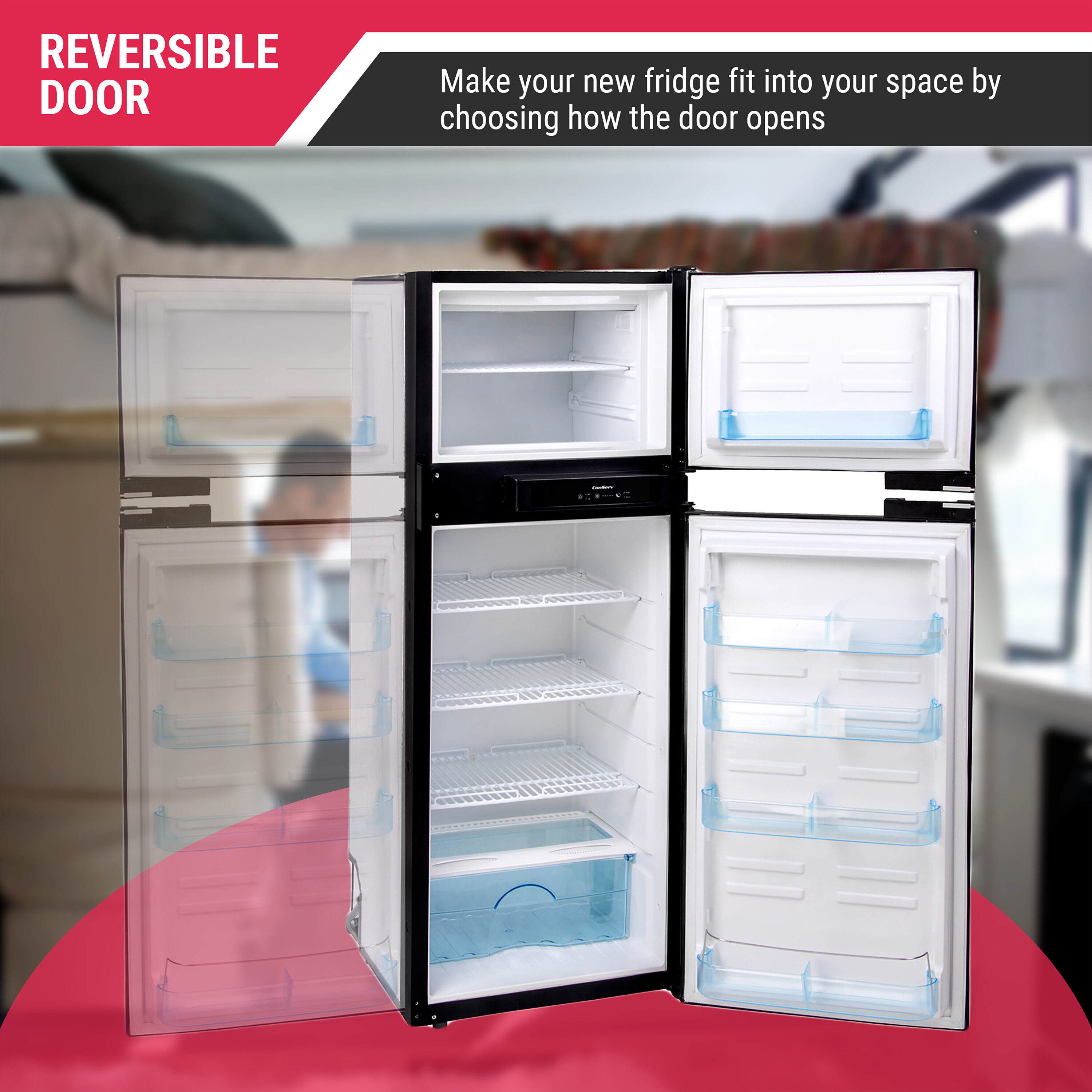 Refrigerador empotrado de acero inoxidable de 10 pies cúbicos de profundidad de mostrador con congelador superior Equator Advanced Appliances RF 1012 DC S