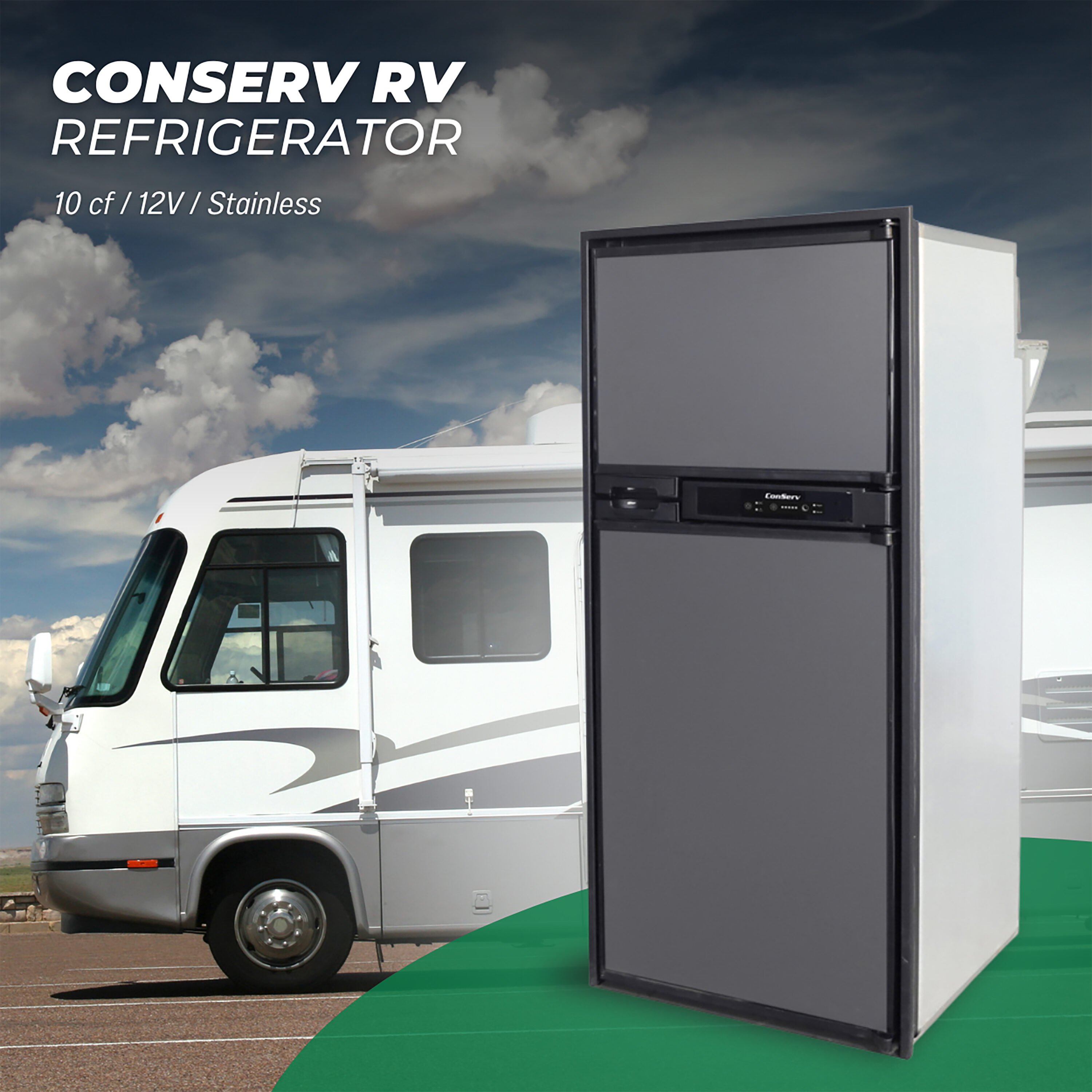 Refrigerador empotrado de acero inoxidable de 10 pies cúbicos de profundidad de mostrador con congelador superior Equator Advanced Appliances RF 1012 DC S