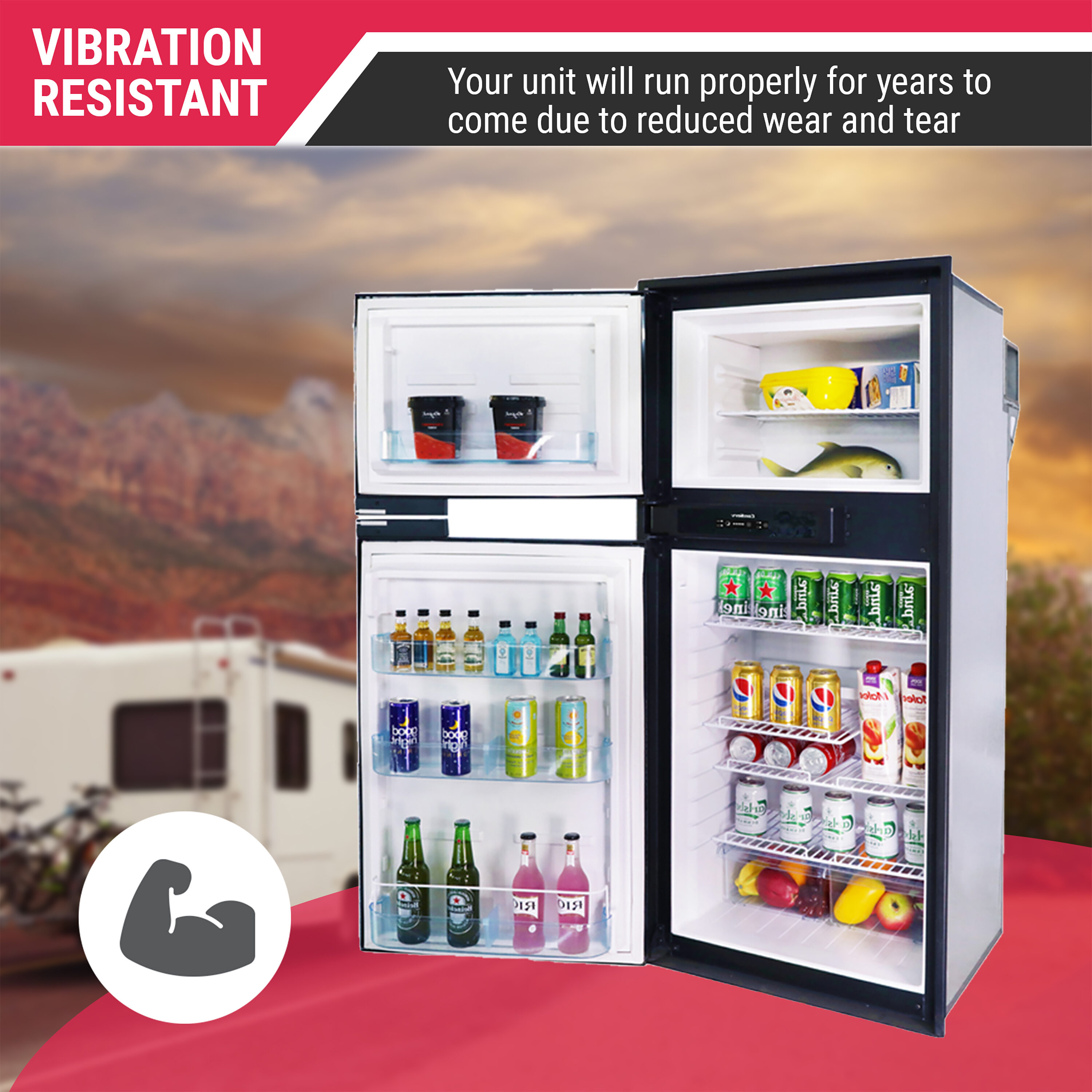 Refrigerador empotrado de acero inoxidable de 10 pies cúbicos de profundidad de mostrador con congelador superior Equator Advanced Appliances RF 1012 DC S