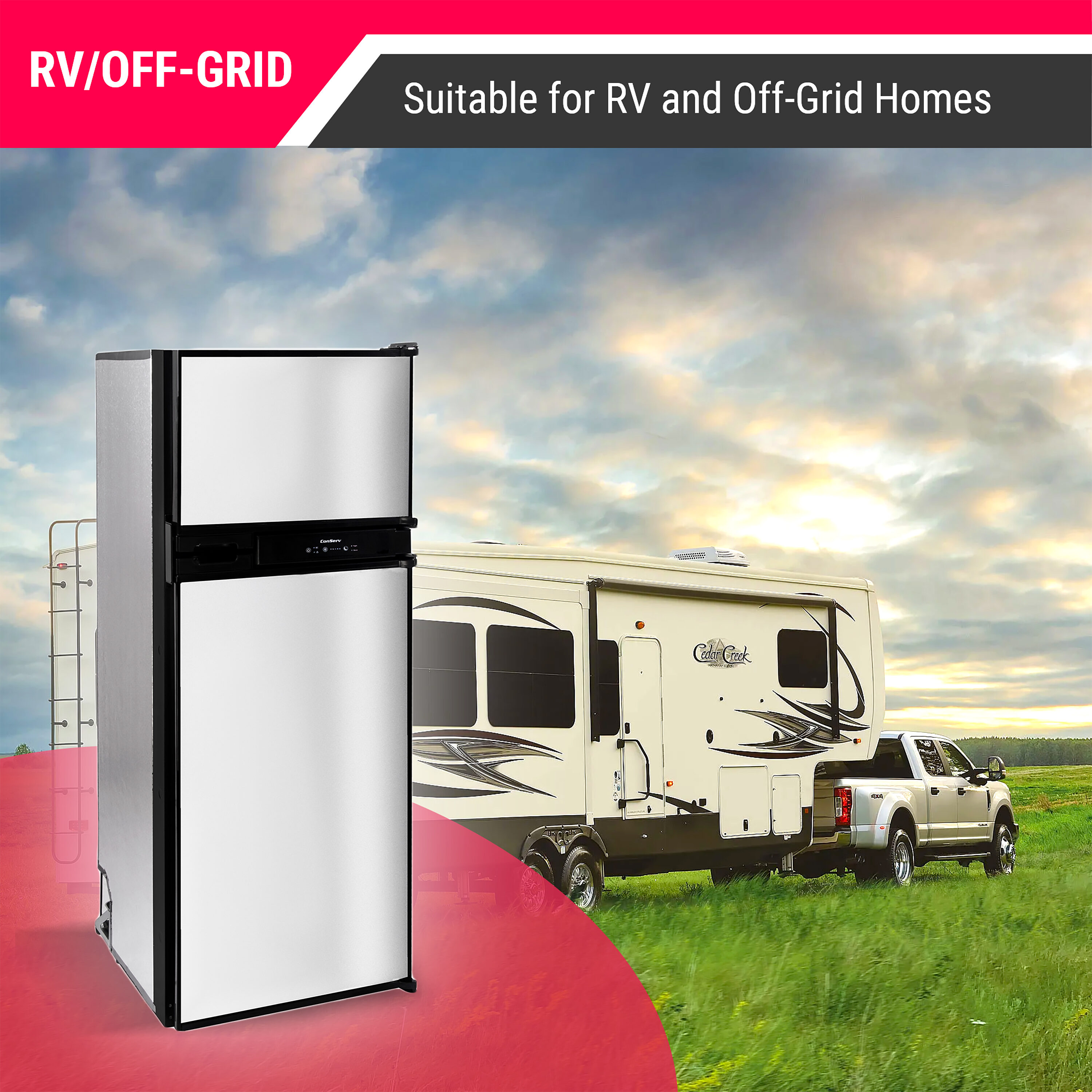 Refrigerador empotrado de acero inoxidable de 10 pies cúbicos de profundidad de mostrador con congelador superior Equator Advanced Appliances RF 1012 DC S