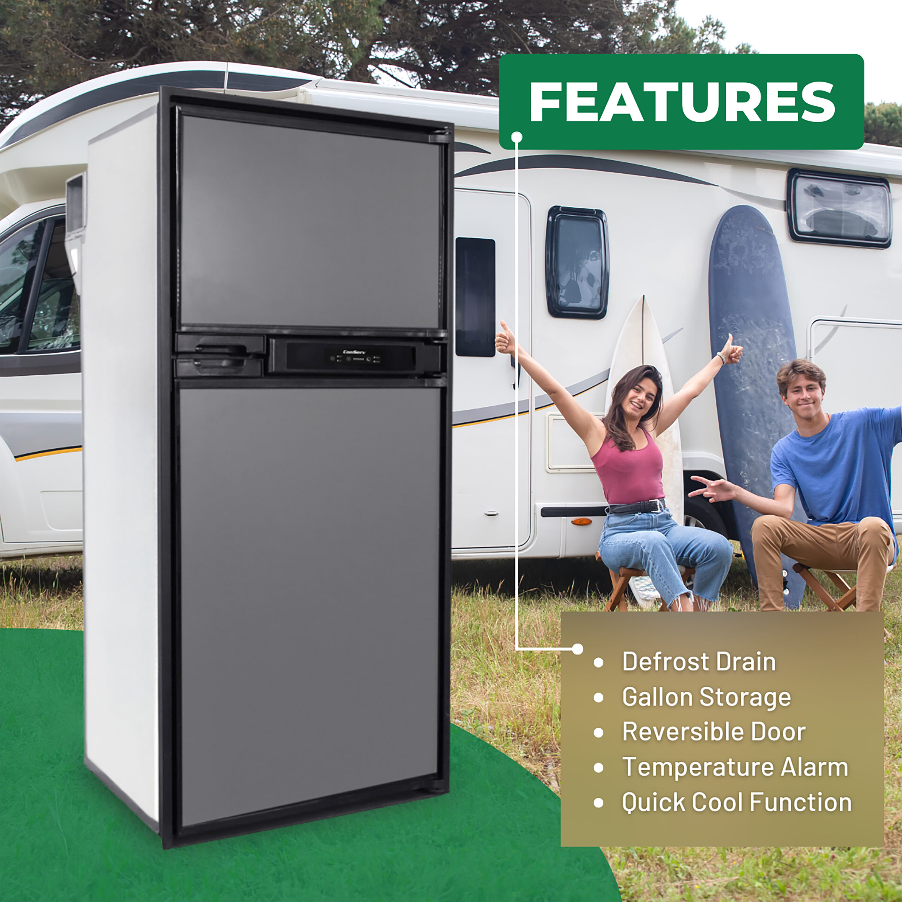 Refrigerador empotrado de acero inoxidable de 10 pies cúbicos de profundidad de mostrador con congelador superior Equator Advanced Appliances RF 1012 DC S