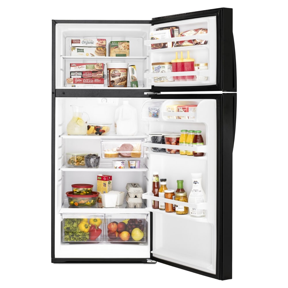 Refrigerador de 14.3 pies cúbicos con congelador superior (negro) Whirlpool WRT314TFDB