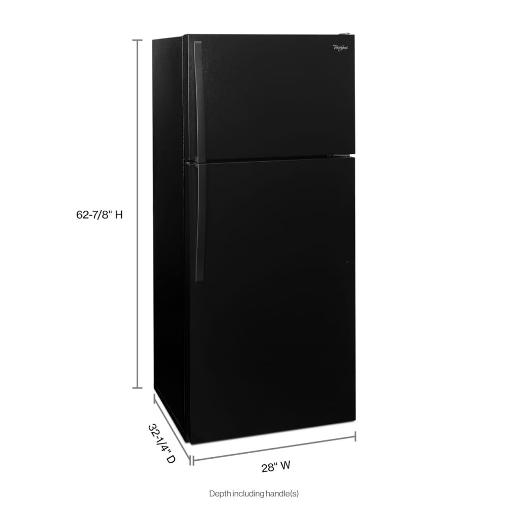 Refrigerador de 14.3 pies cúbicos con congelador superior (negro) Whirlpool WRT314TFDB