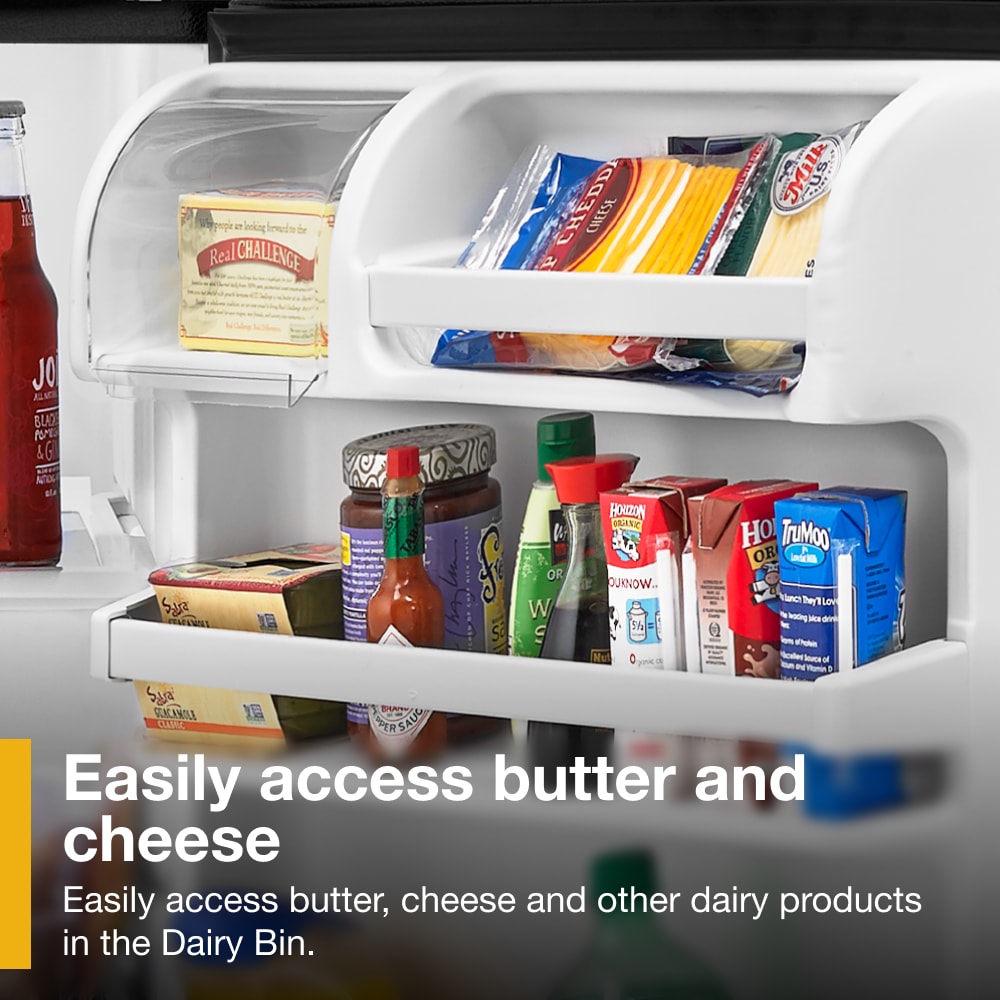 Refrigerador de 14.3 pies cúbicos con congelador superior (negro) Whirlpool WRT314TFDB