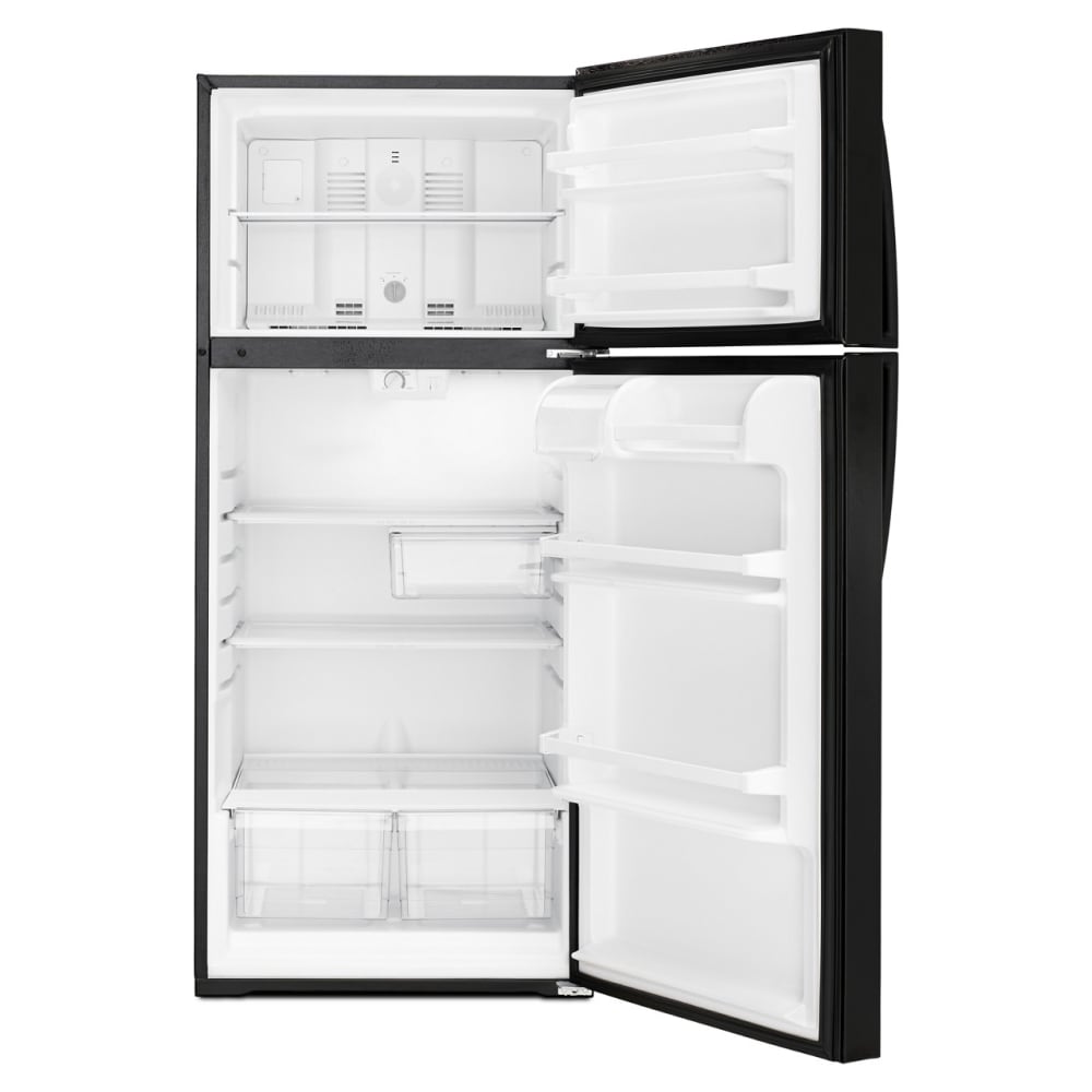 Refrigerador de 14.3 pies cúbicos con congelador superior (negro) Whirlpool WRT314TFDB