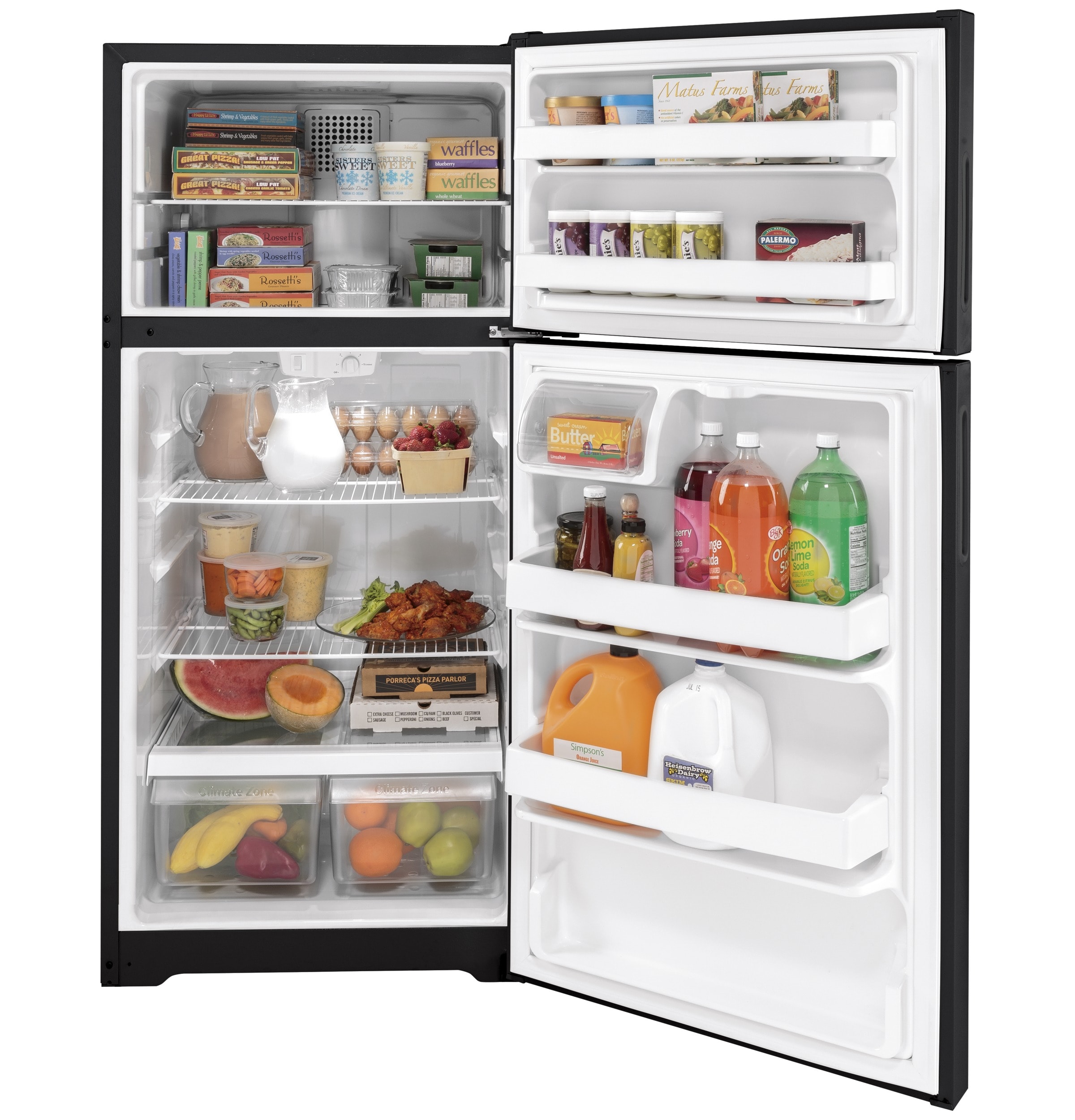 Refrigerador congelador superior de 15.6 pies cúbicos (Negro)