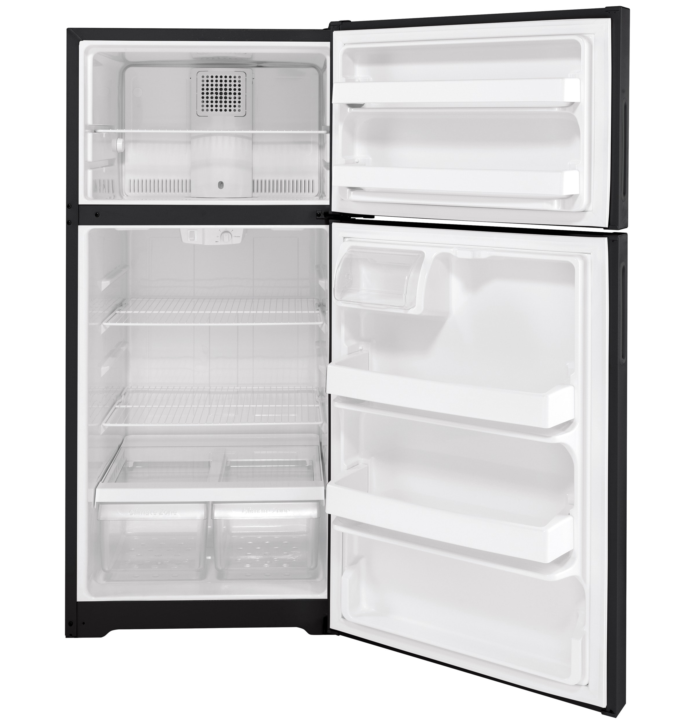 Refrigerador congelador superior de 15.6 pies cúbicos (Negro)
