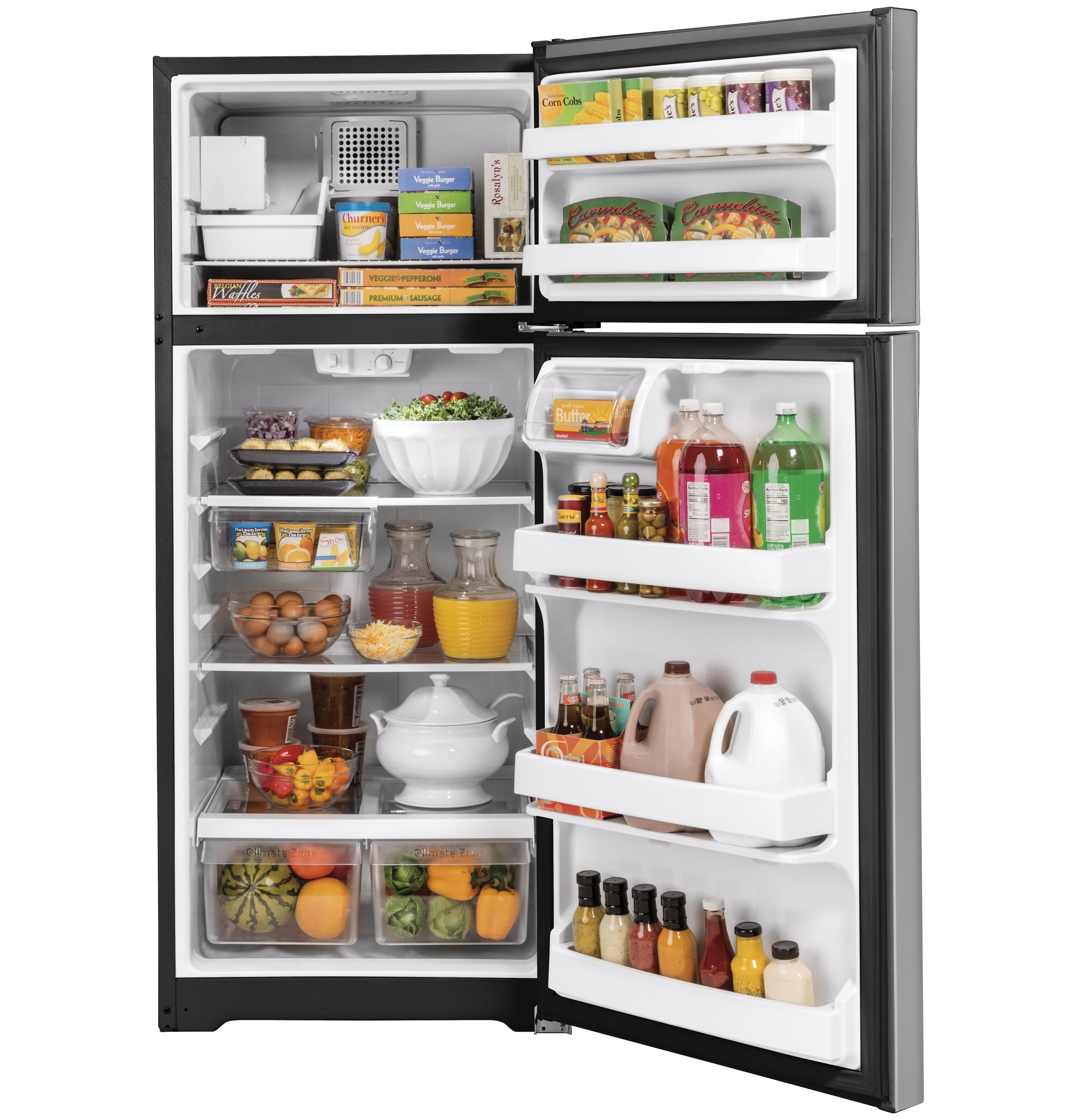 Refrigerador con congelador superior de 17.5 pies cúbicos con fabricador de hielo (acero inoxidable) Certificado ENERGY STAR