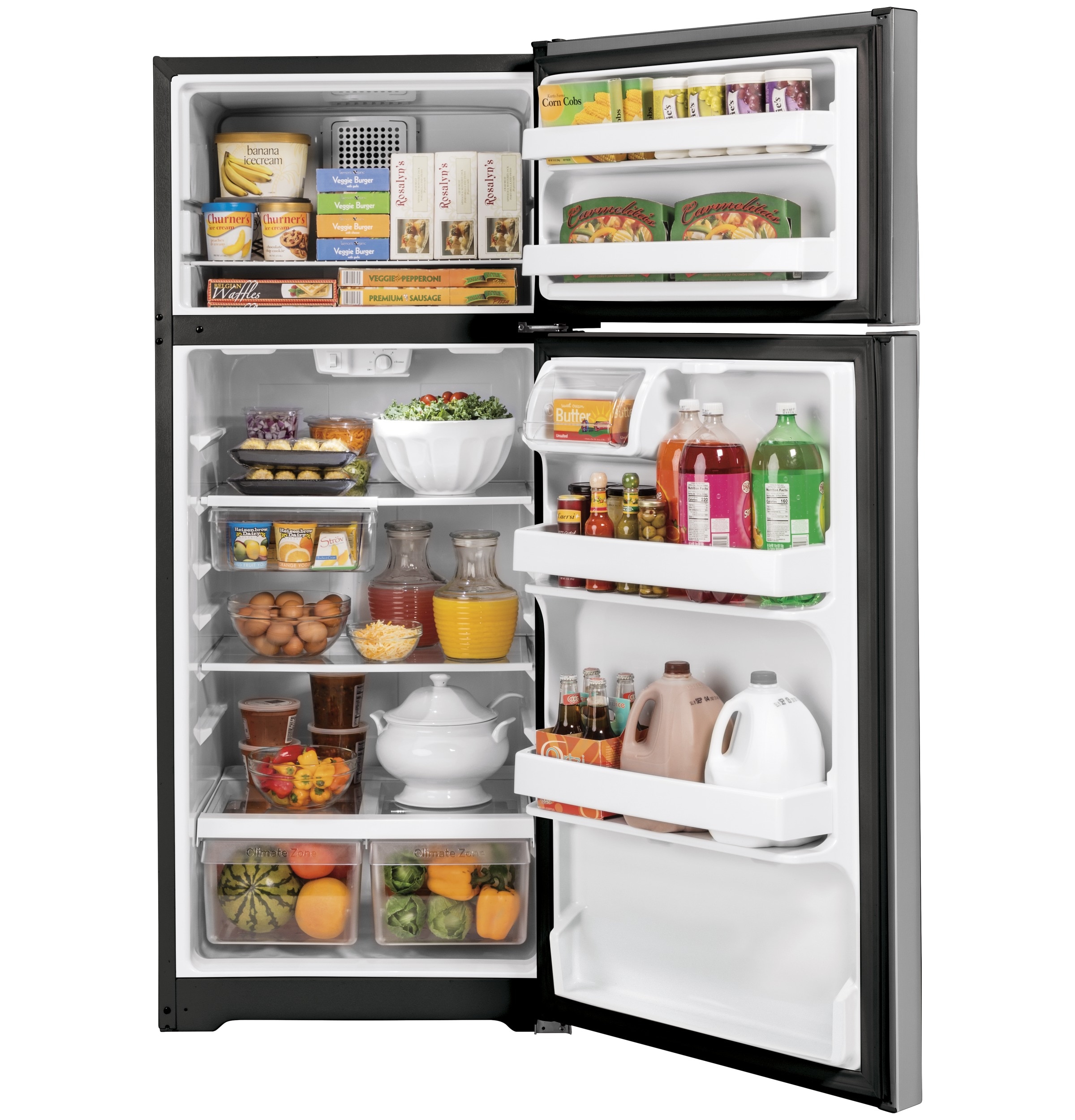 Refrigerador de 16.6 pies cúbicos con congelador superior (Acero inoxidable)