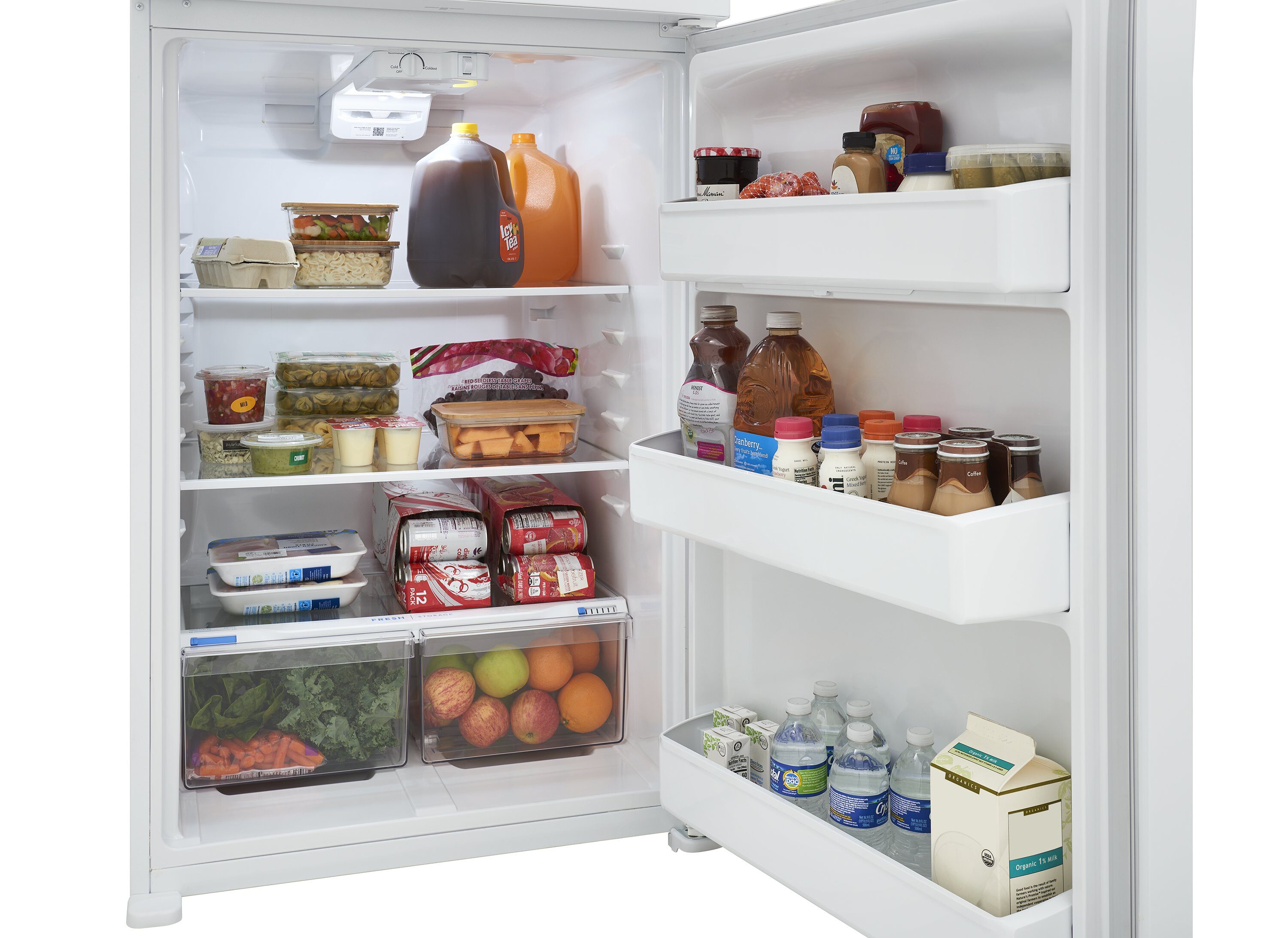 Refrigerador con congelador superior de 20 pies cúbicos (Blanco) listo para garaje y certificado ENERGY STAR FFHT2022AW de Frigidaire