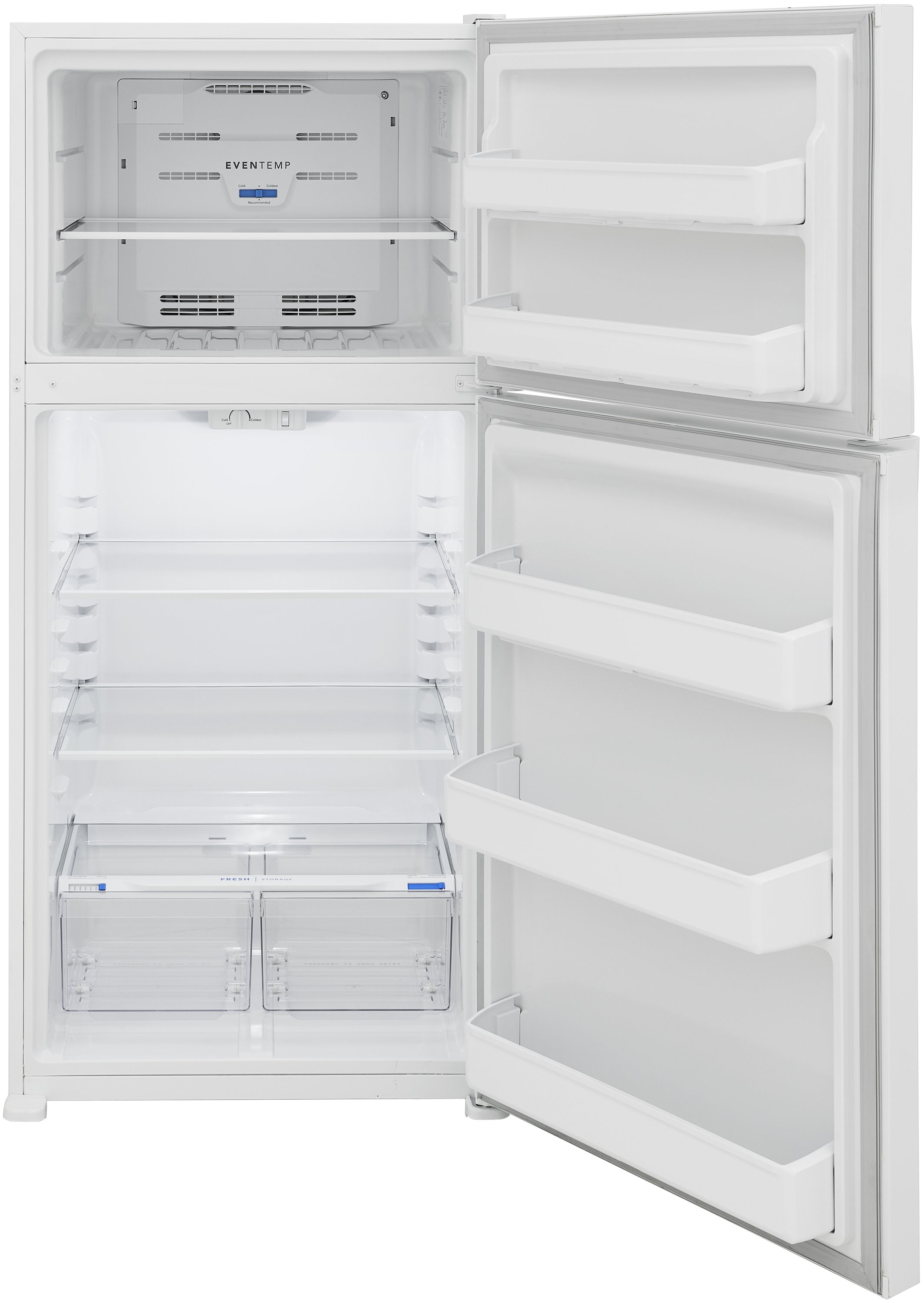Refrigerador con congelador superior de 20 pies cúbicos (Blanco) listo para garaje y certificado ENERGY STAR FFHT2022AW de Frigidaire