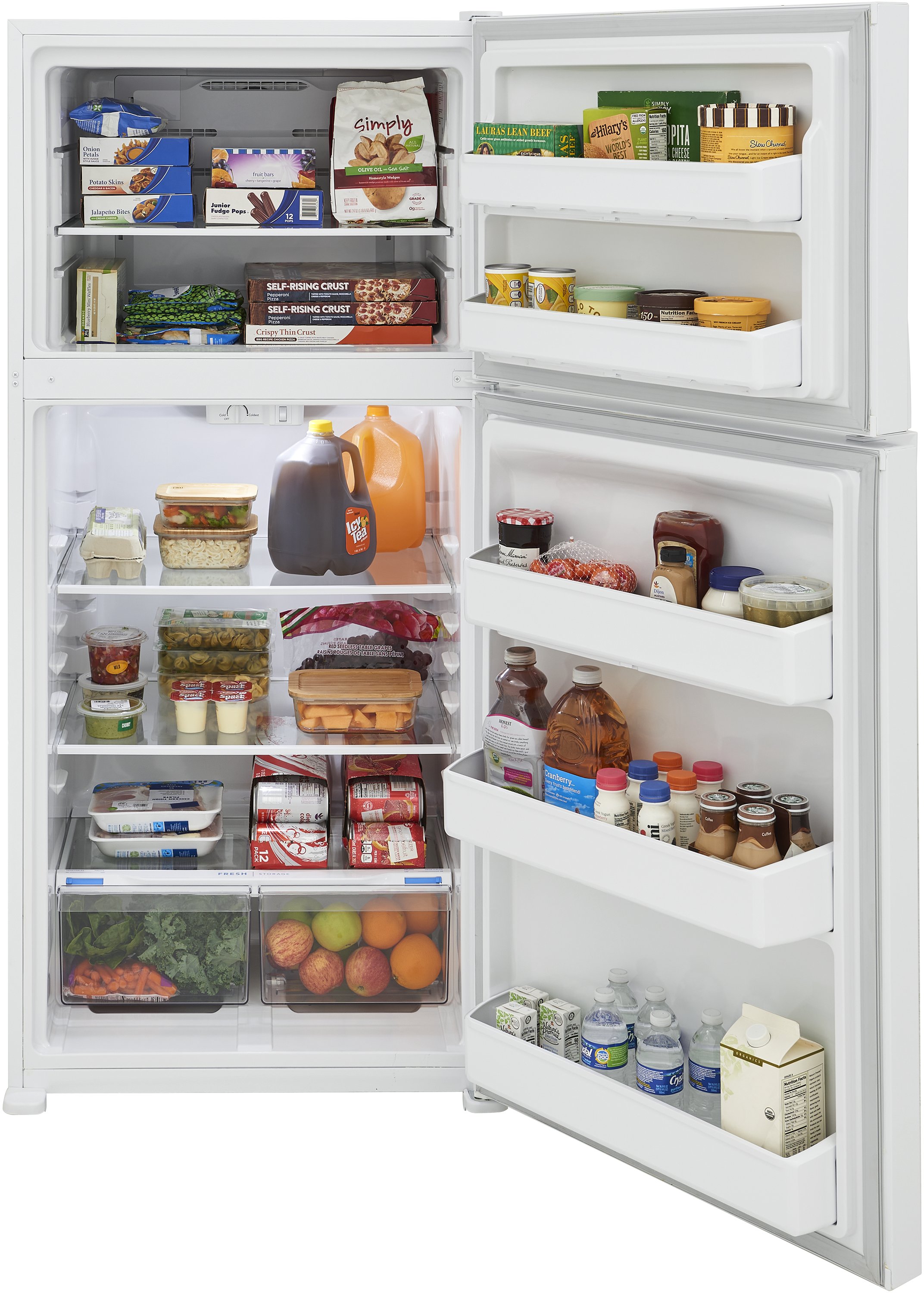Refrigerador con congelador superior de 20 pies cúbicos (Blanco) listo para garaje y certificado ENERGY STAR FFHT2022AW de Frigidaire