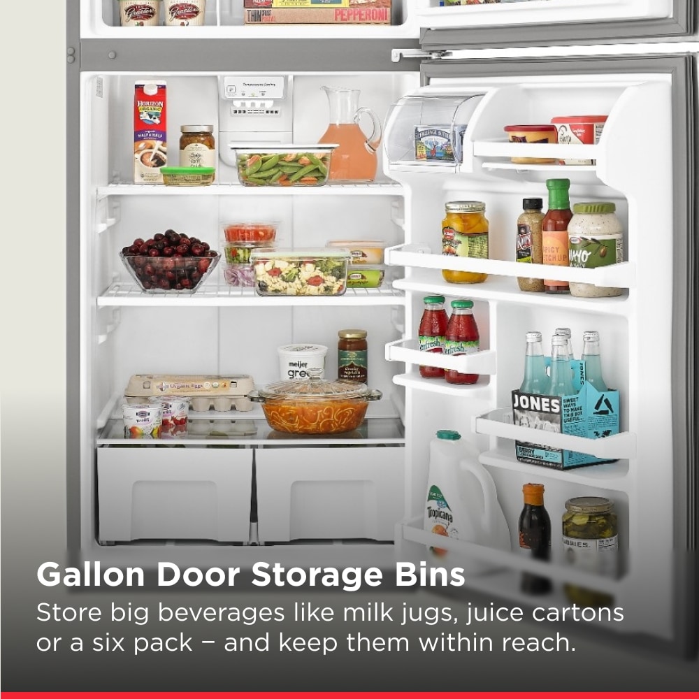 Refrigerador de 18.2 pies cúbicos con congelador superior (acero inoxidable) ART308FFDM de Amana.