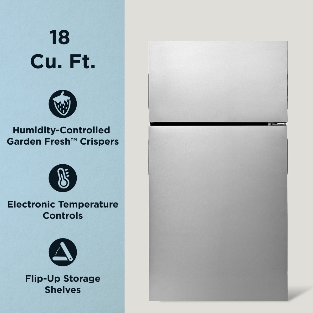 Refrigerador de 18.2 pies cúbicos con congelador superior (acero inoxidable) ART308FFDM de Amana.