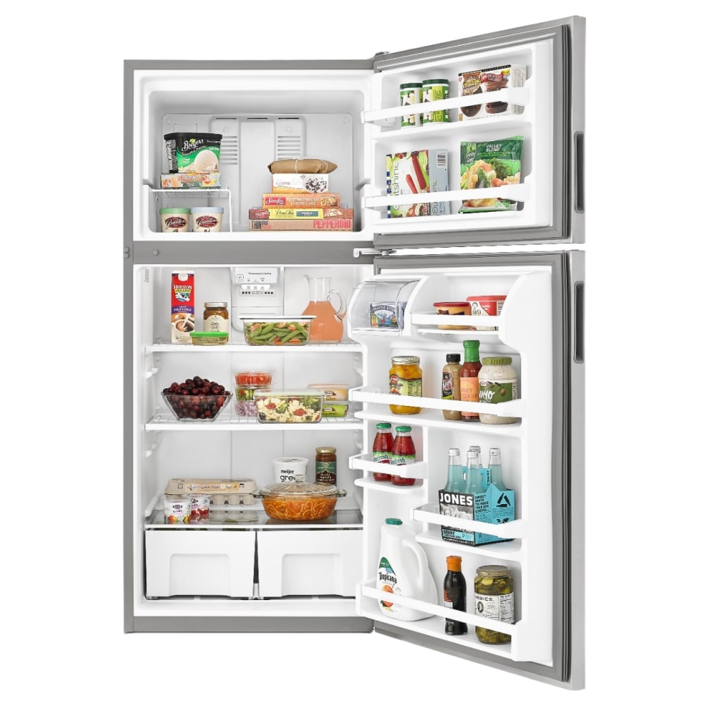 Refrigerador de 18.2 pies cúbicos con congelador superior (acero inoxidable) ART308FFDM de Amana.
