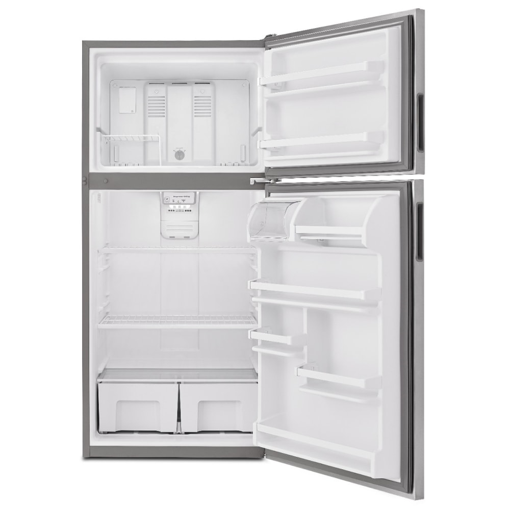 Refrigerador de 18.2 pies cúbicos con congelador superior (acero inoxidable) ART308FFDM de Amana.