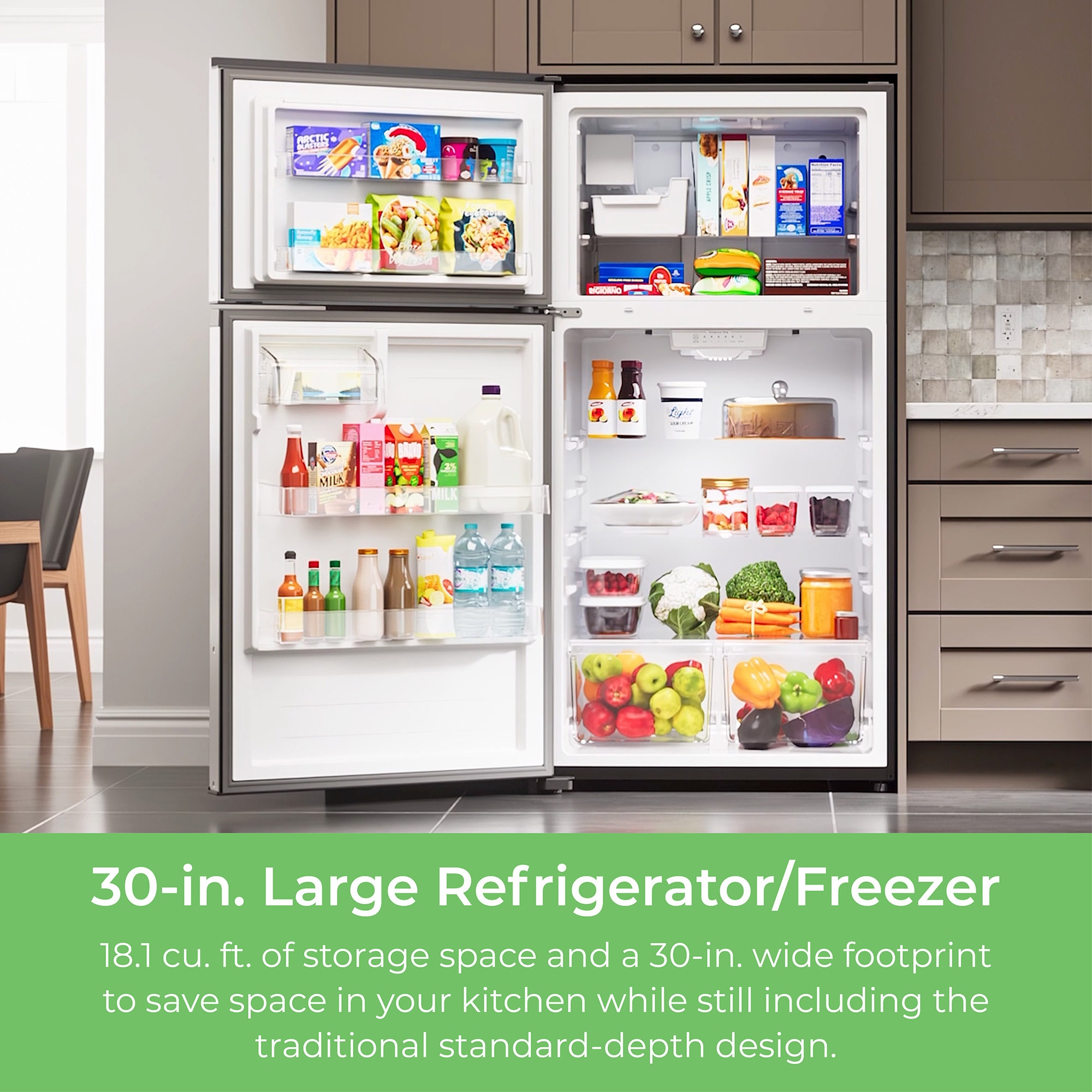 Refrigerador con congelador superior de 18.1 pies cúbicos y fabricador de hielo (Negro) Certificado ENERGY STAR 4672319 de Kenmore