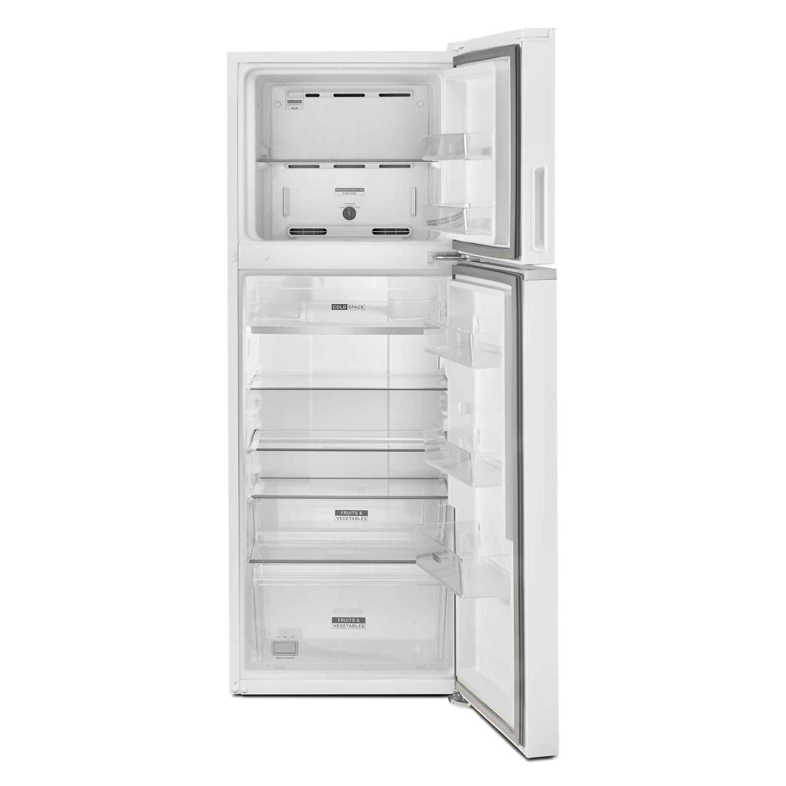 Refrigerador Whirlpool de 12.9 pies cúbicos con congelador superior de profundidad de mostrador integrado (blanco) WRT313CZLW